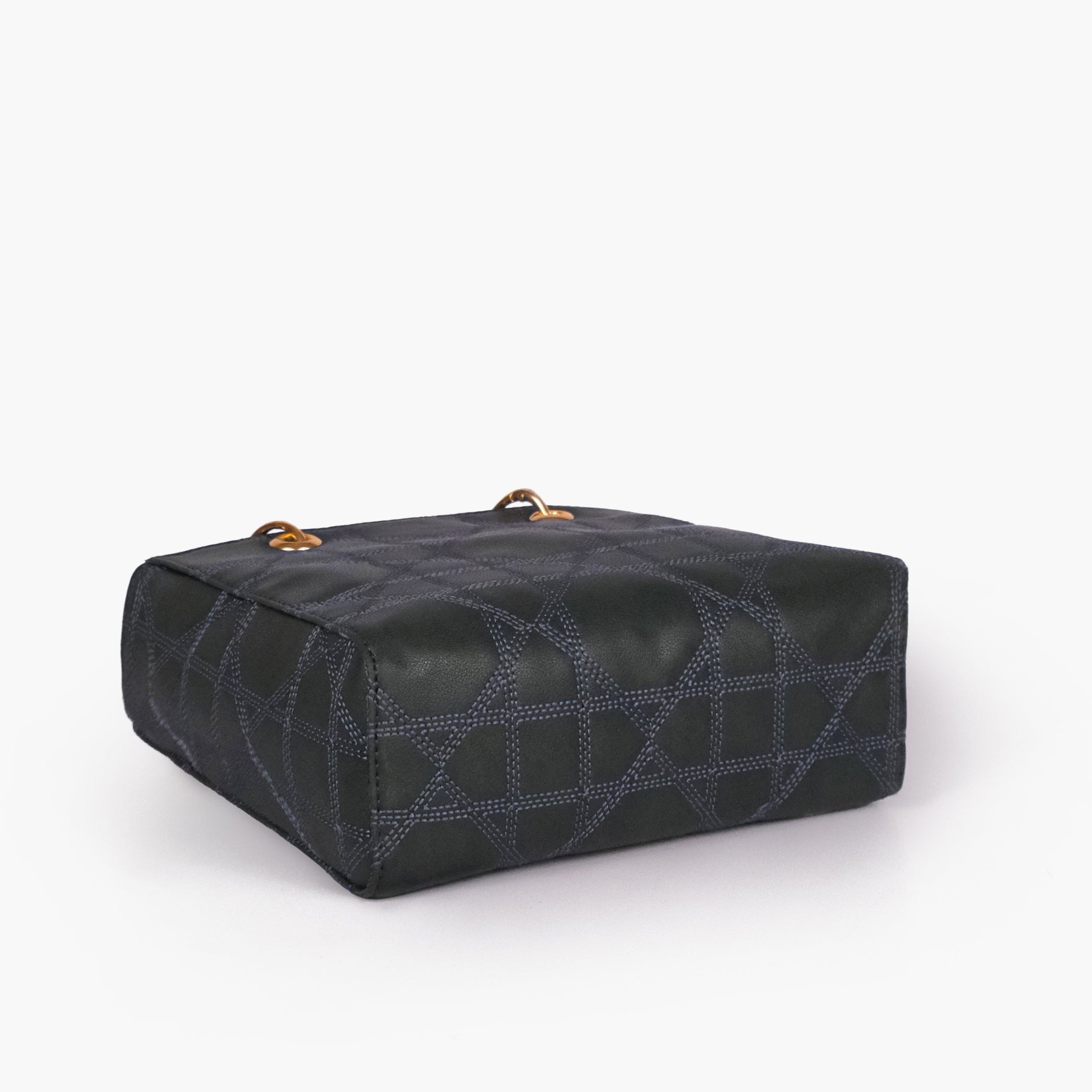 Navy blue quilted mini tote bag