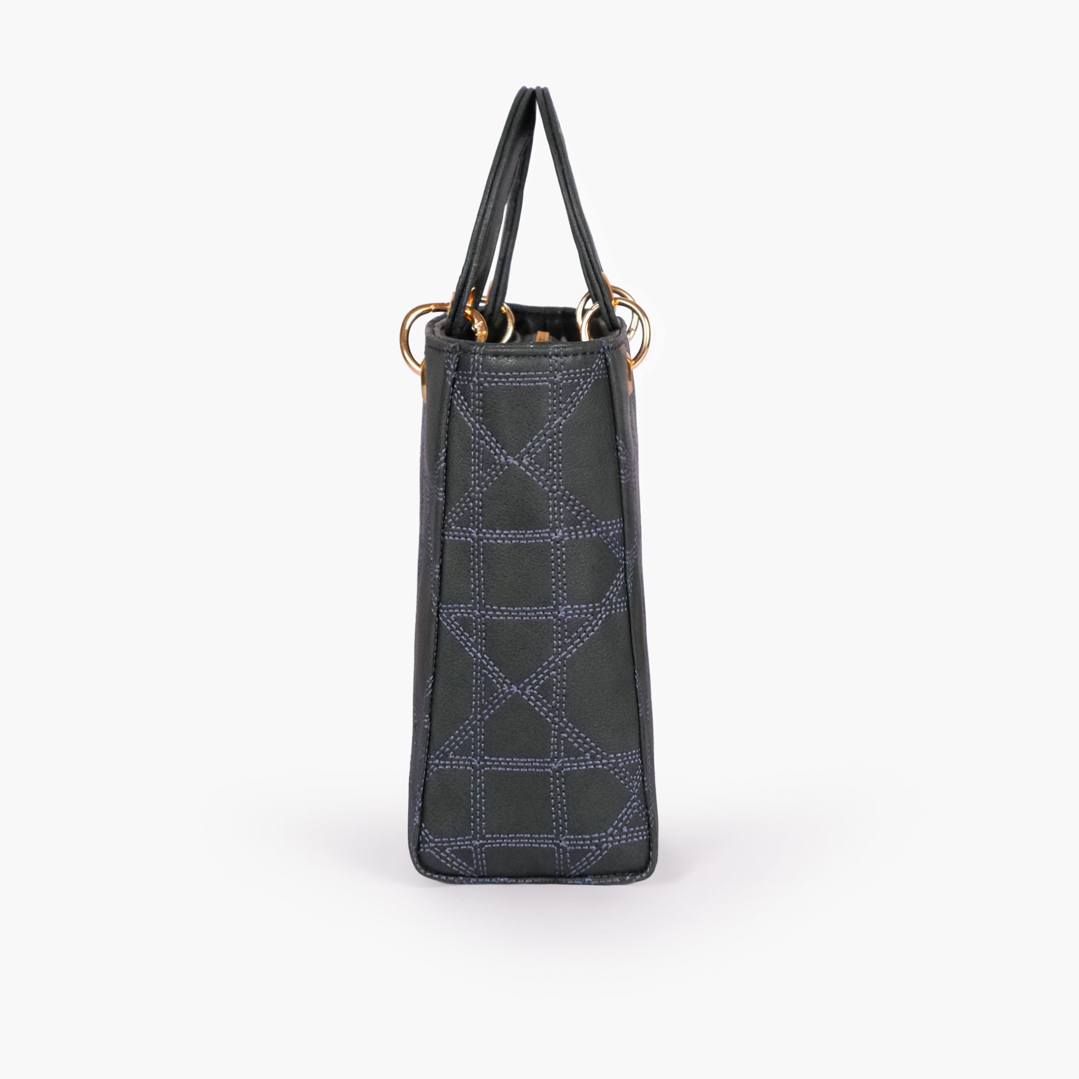 Navy blue quilted mini tote bag