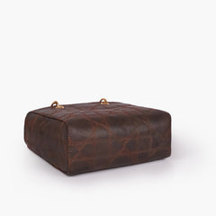 Dark brown quilted mini tote bag