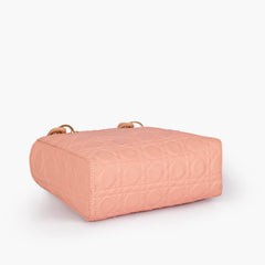 Peach quilted mini tote bag