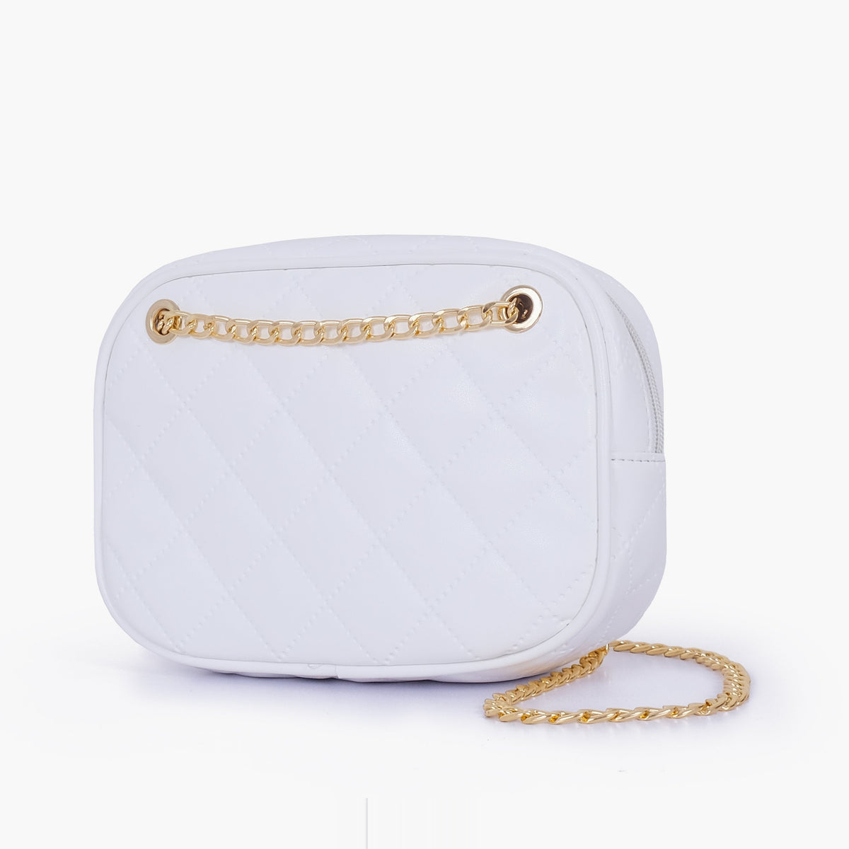 White quilted rectangle cross-body bag