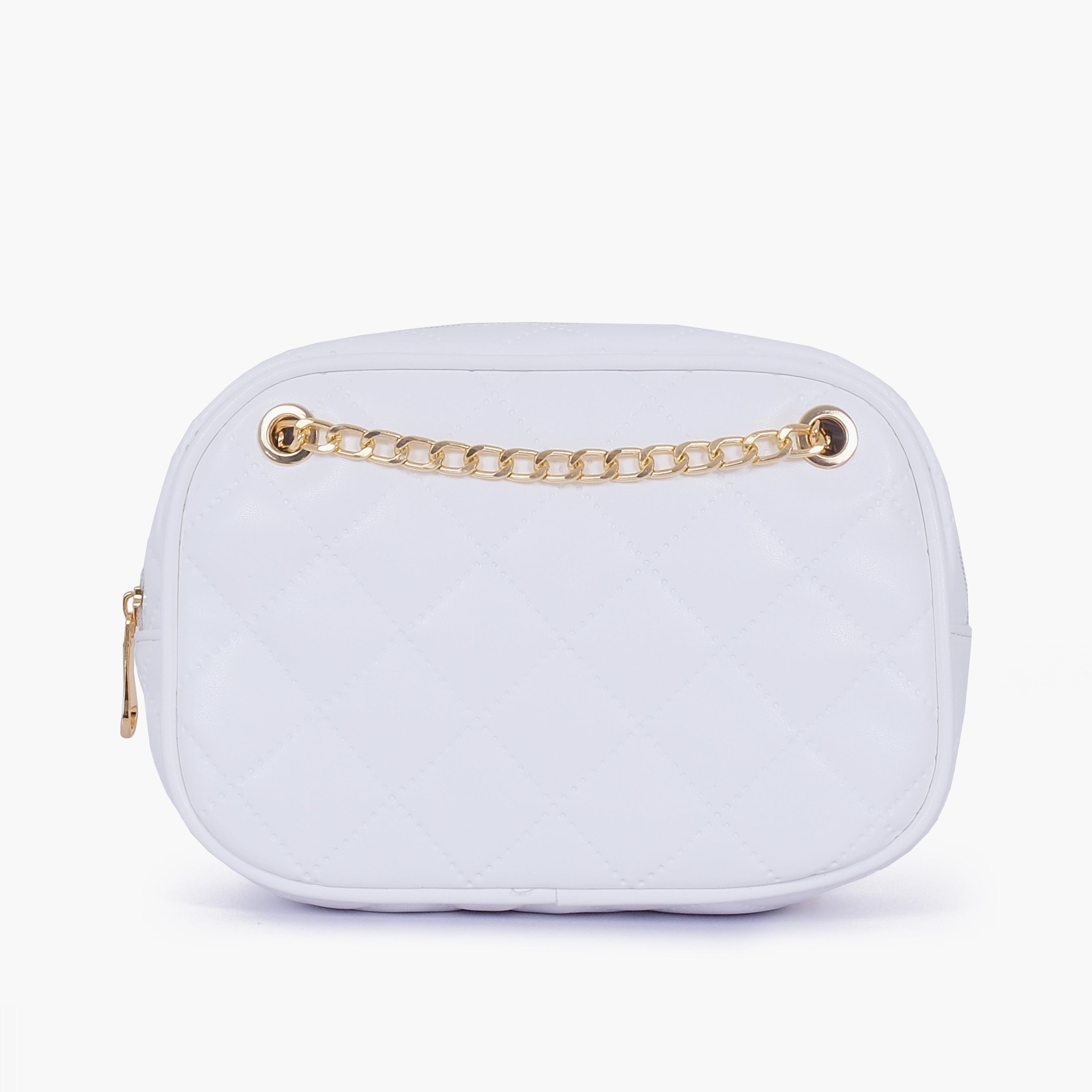 White quilted rectangle cross-body bag