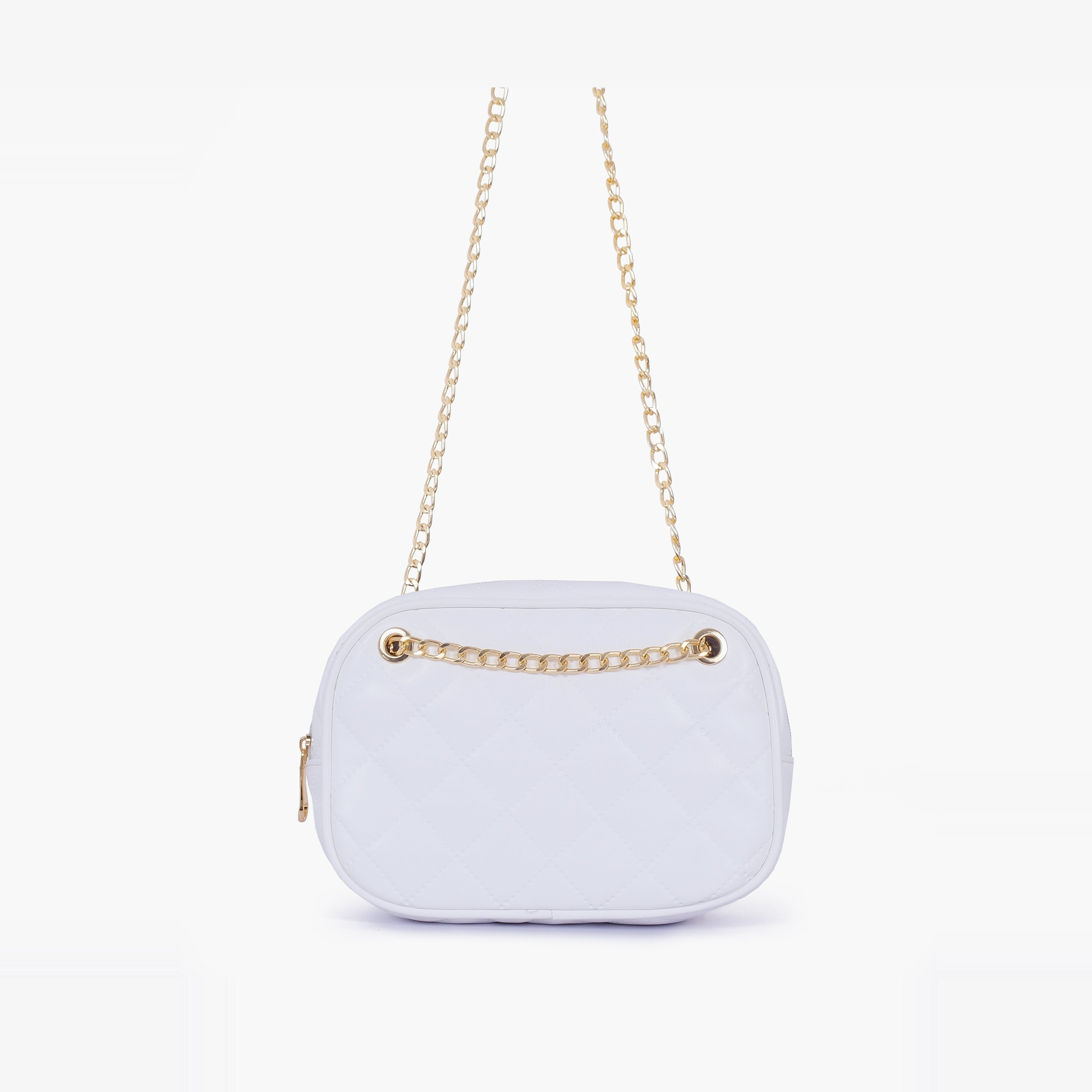 White quilted rectangle cross-body bag