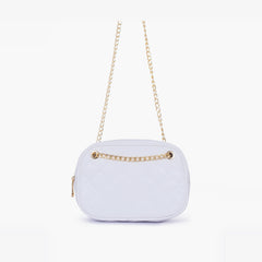 White quilted rectangle cross-body bag