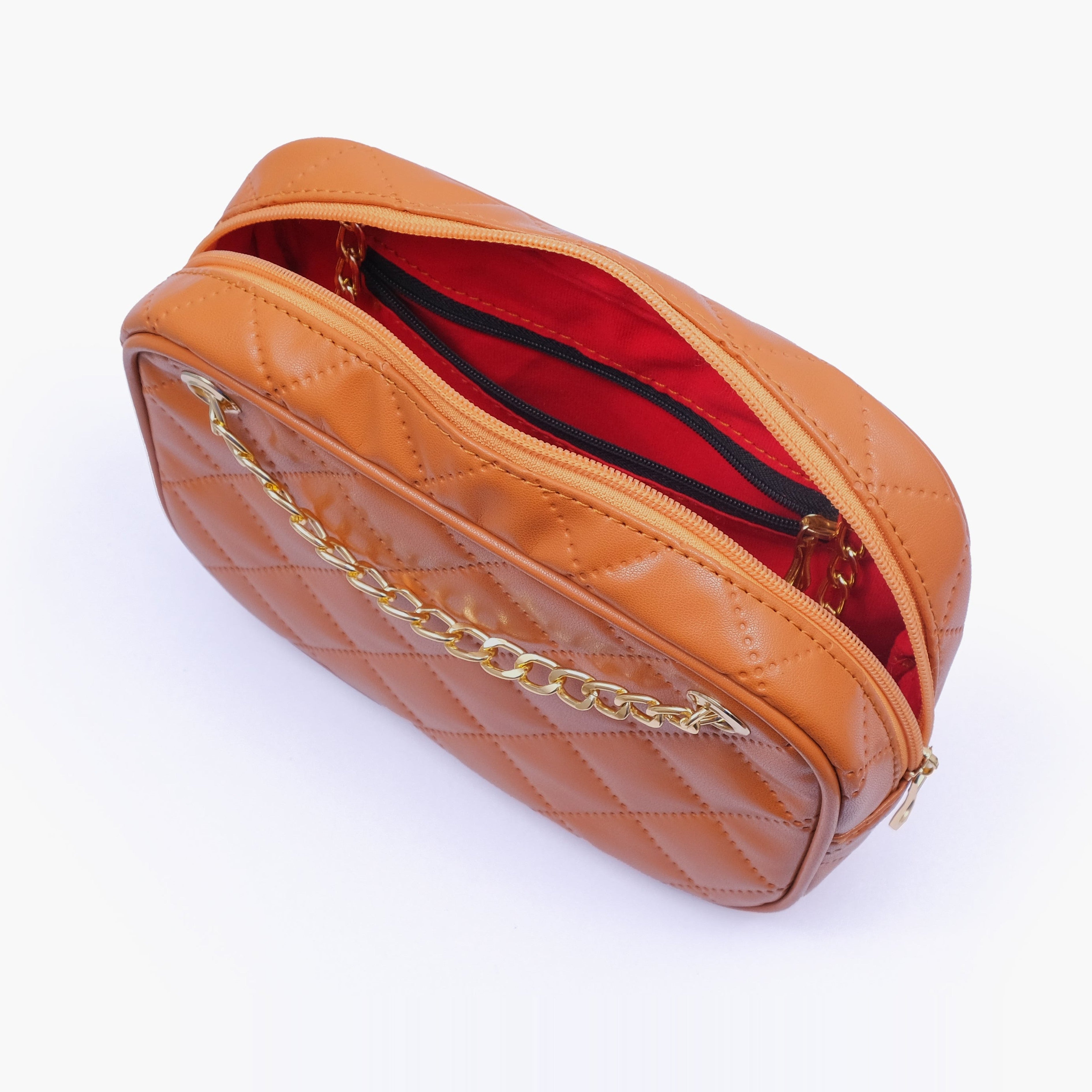 Mustard quilted rectangle cross-body bag