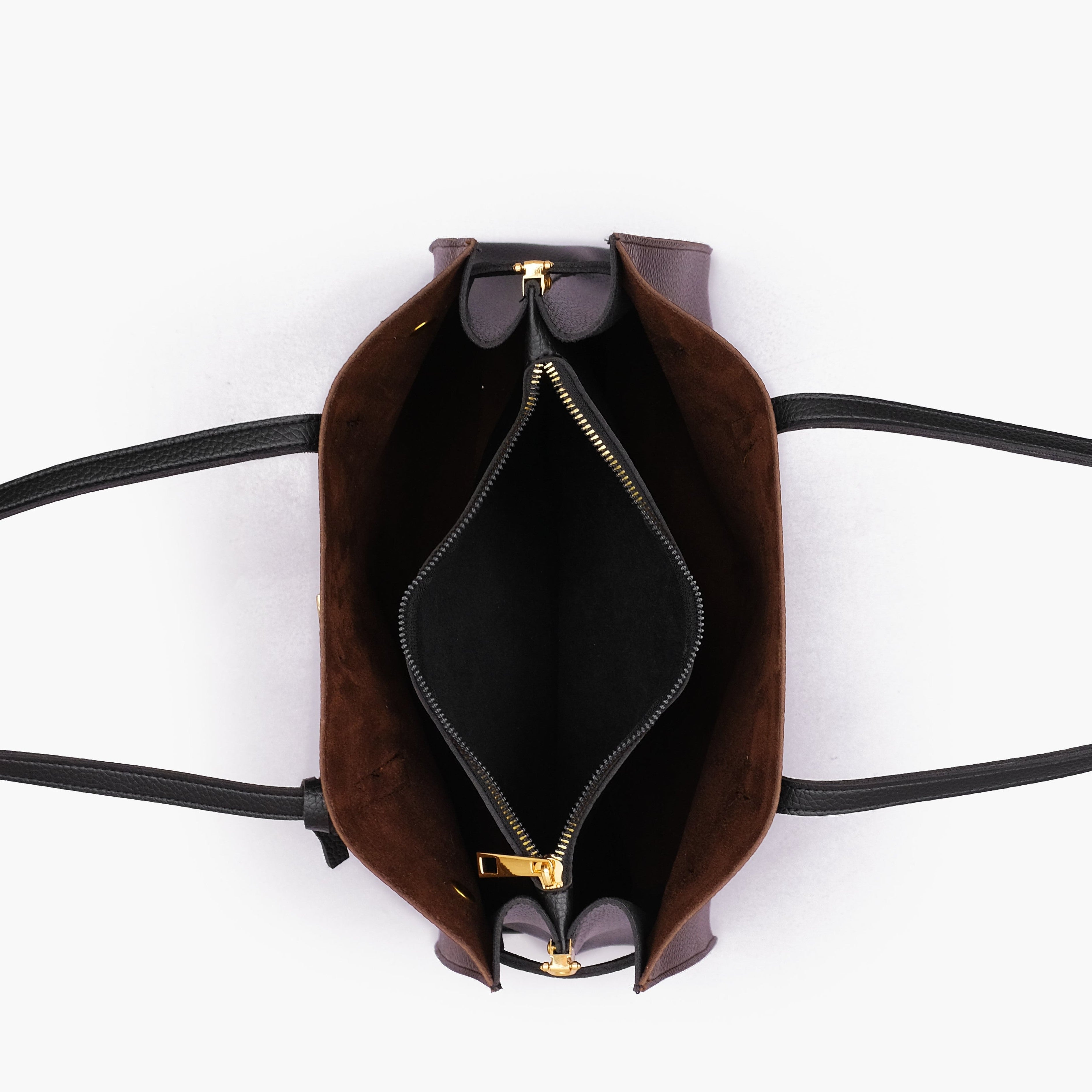 Dark brown with black robinson satchel bag
