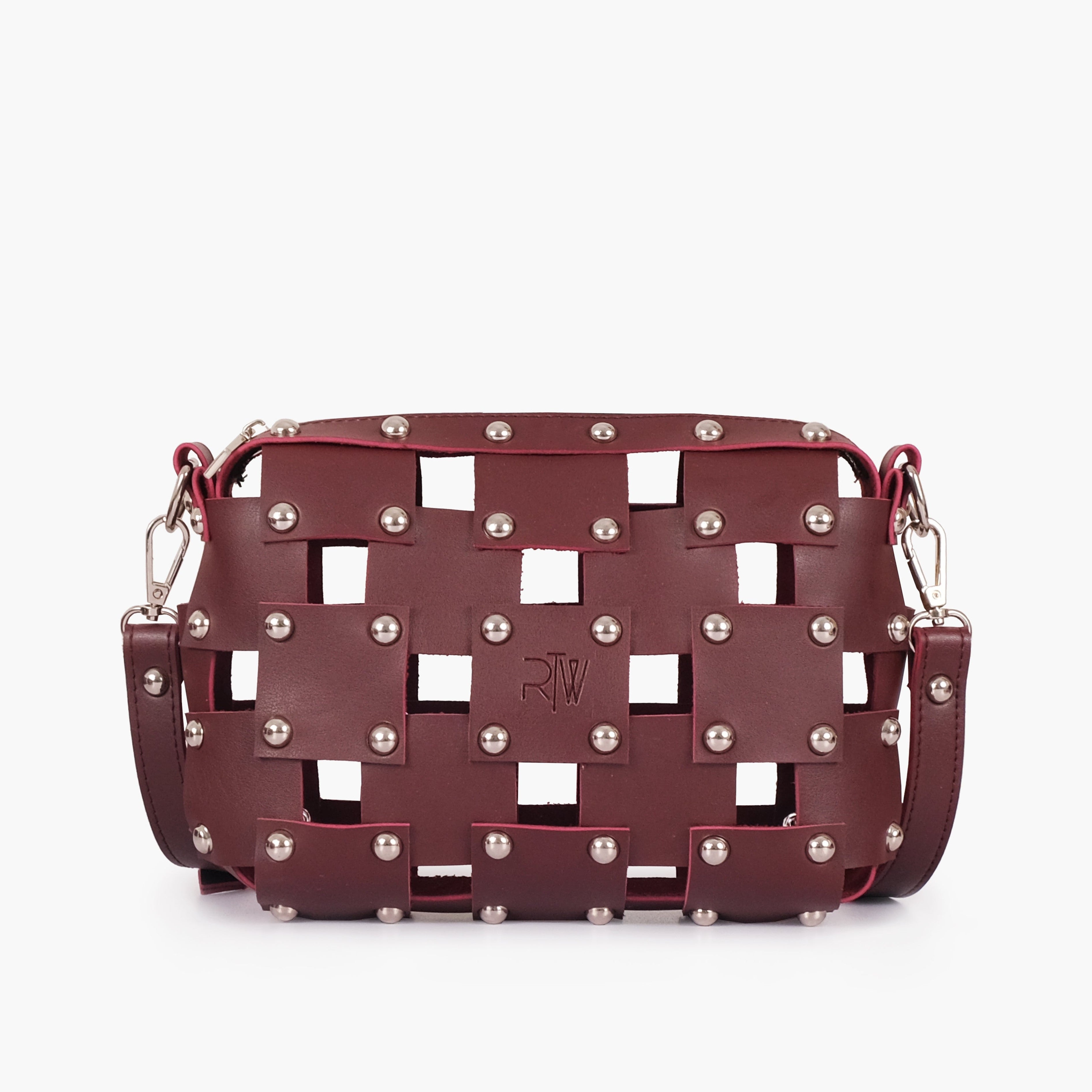 Burgundy rivet cross-body bag
