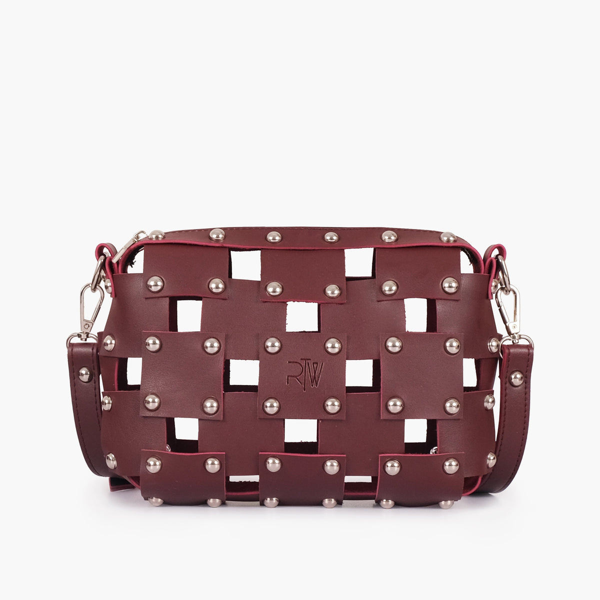 Burgundy rivet cross-body bag