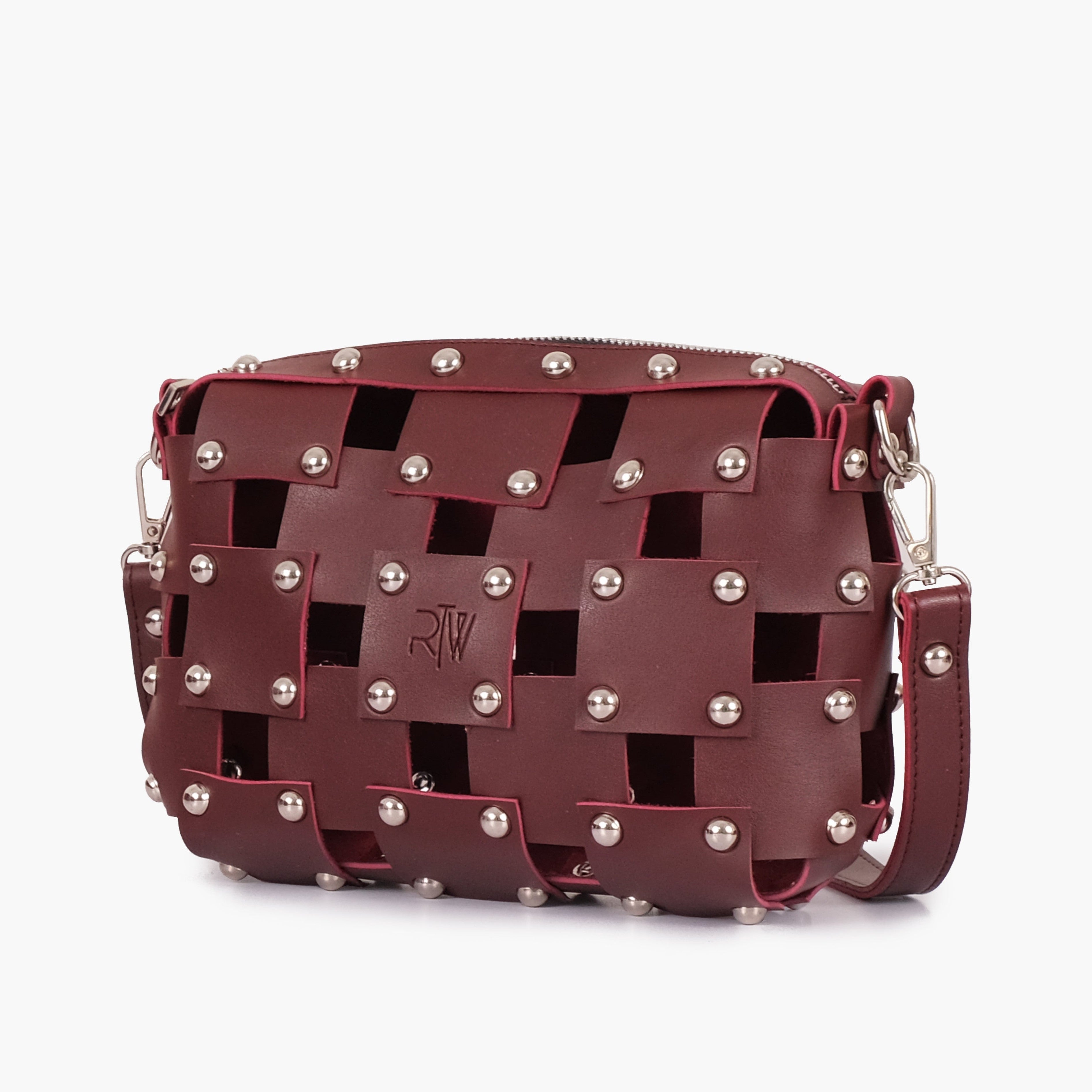Burgundy rivet cross-body bag