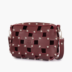 Burgundy rivet cross-body bag