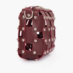 Burgundy rivet cross-body bag