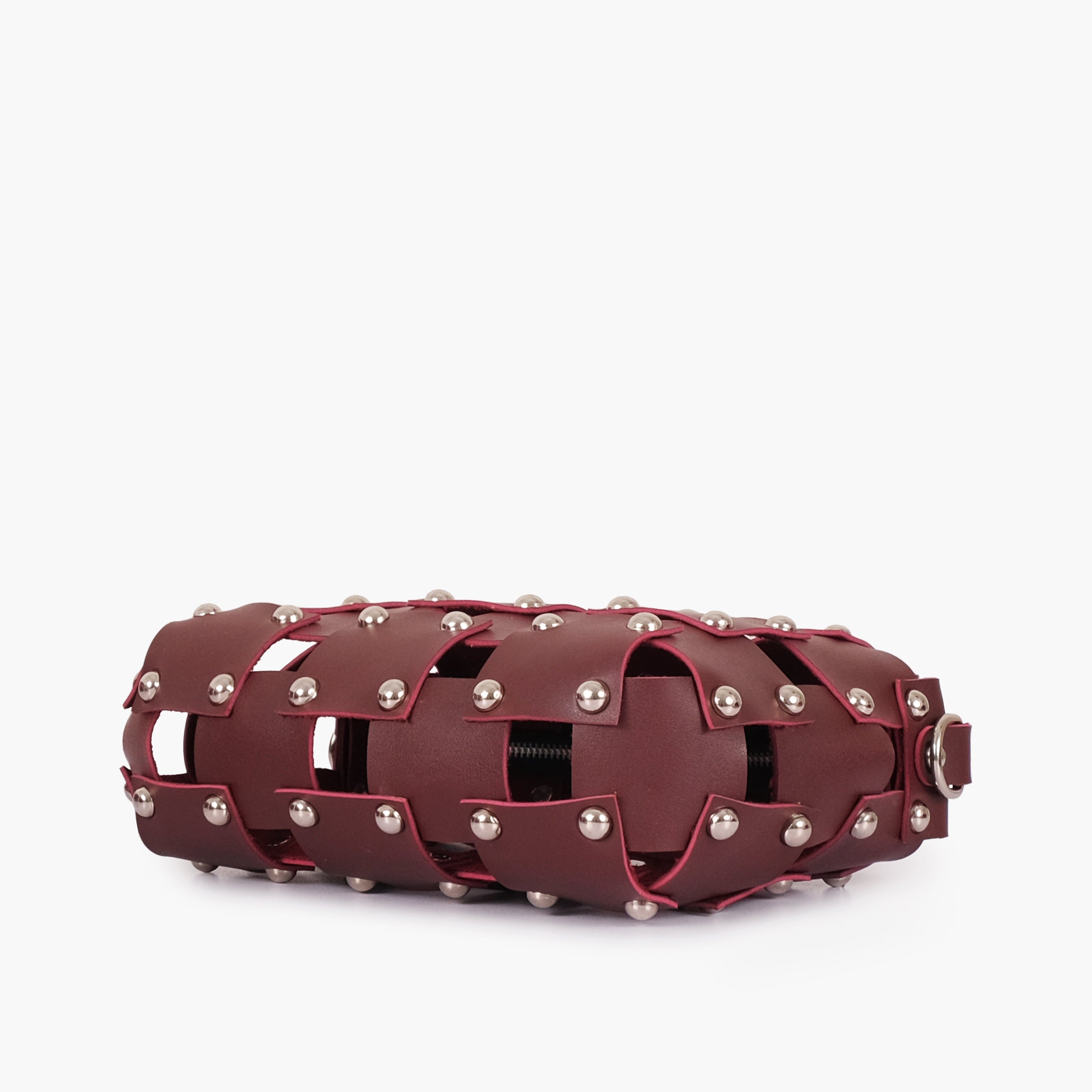 Burgundy rivet cross-body bag