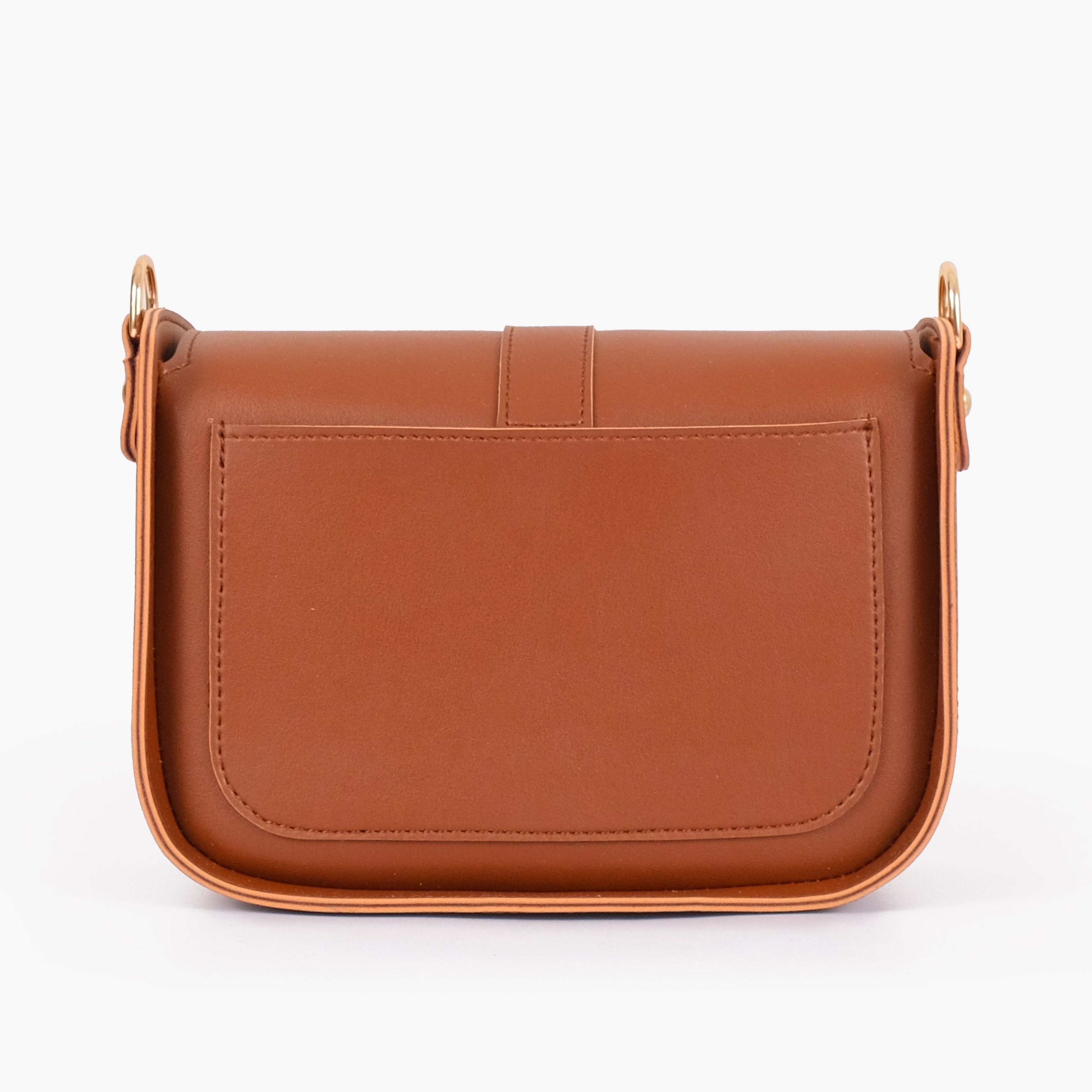 Brown saddle buckle bag
