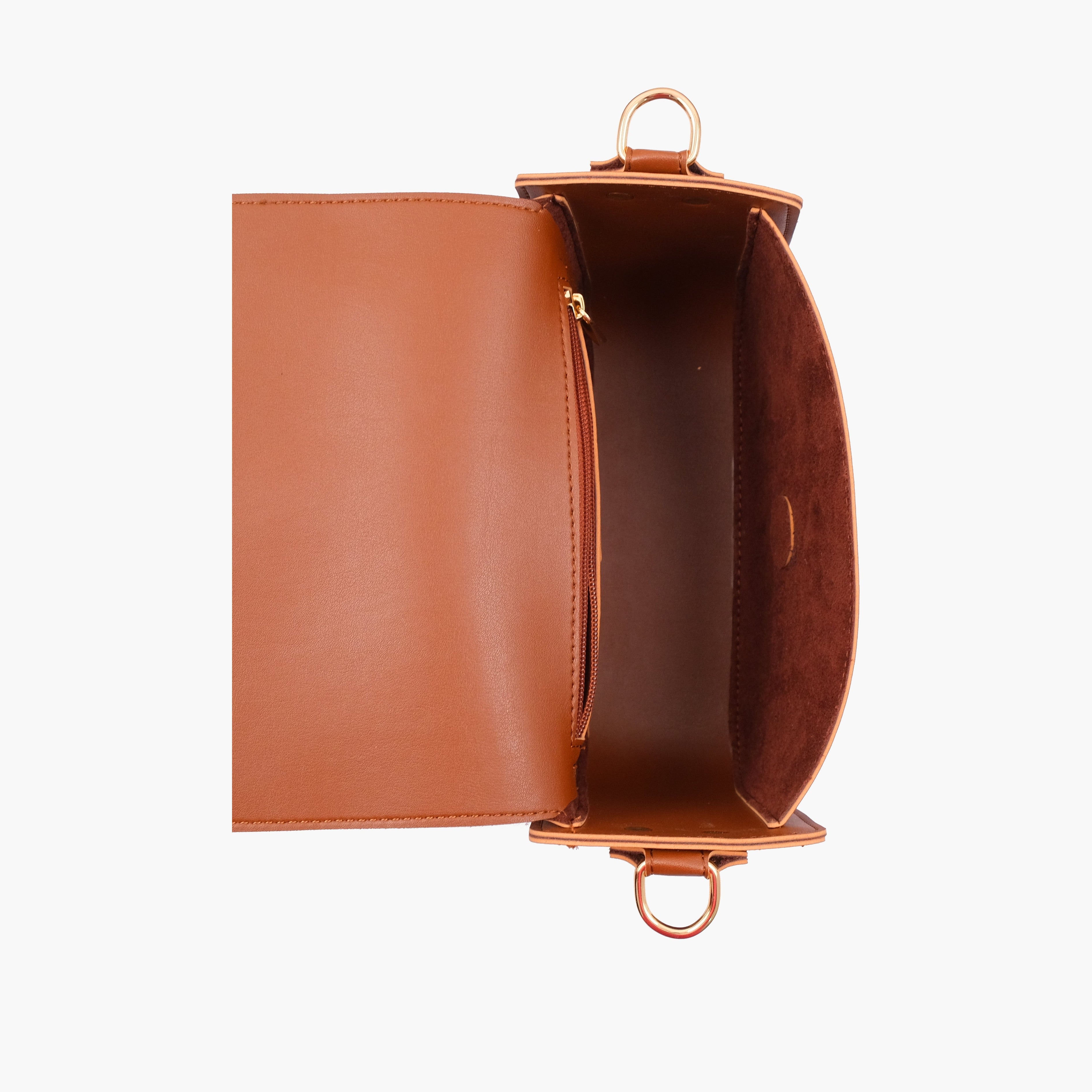 Brown saddle buckle bag