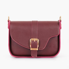 Burgundy saddle buckle bag