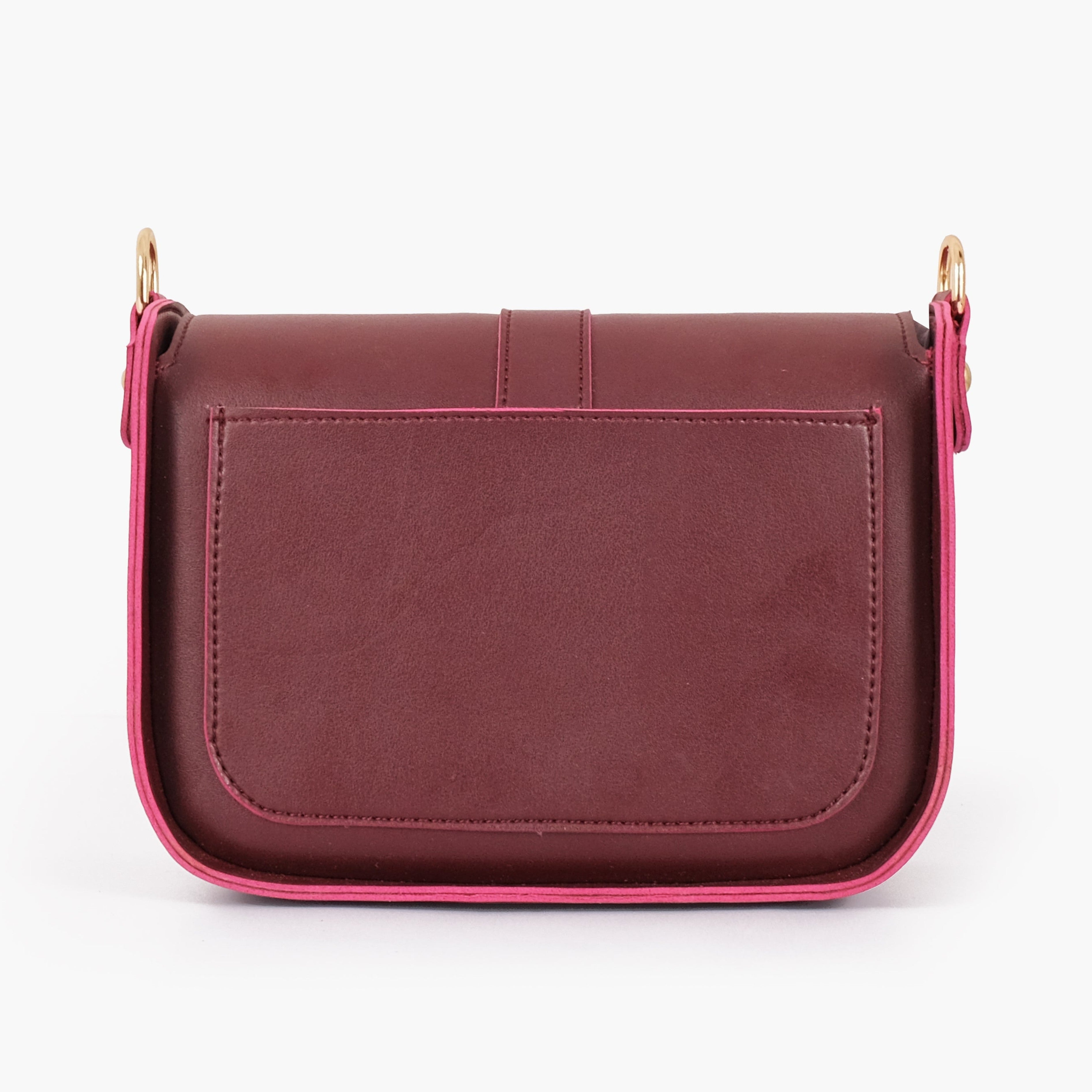 Burgundy saddle buckle bag