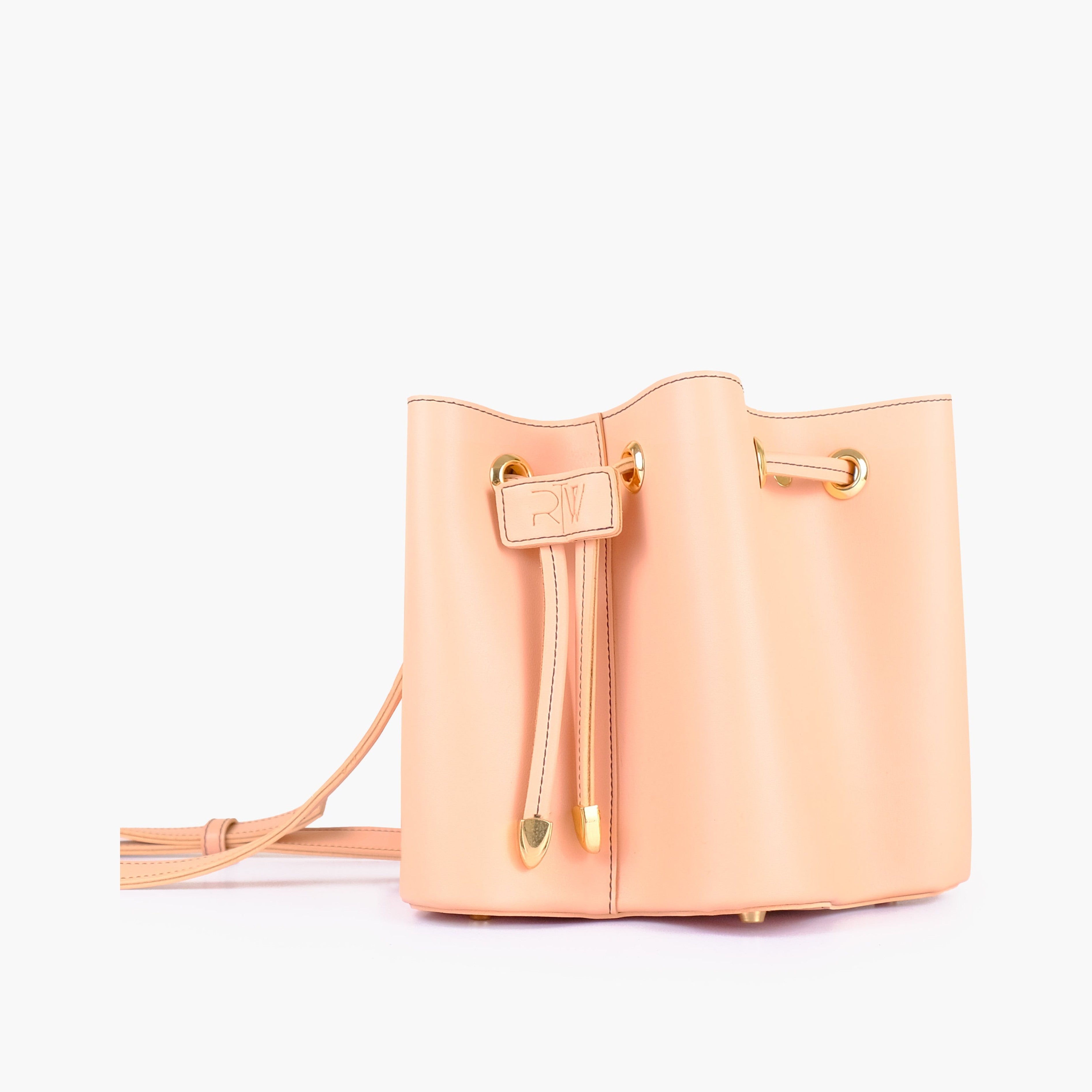 Peach star drawstring bucket bag