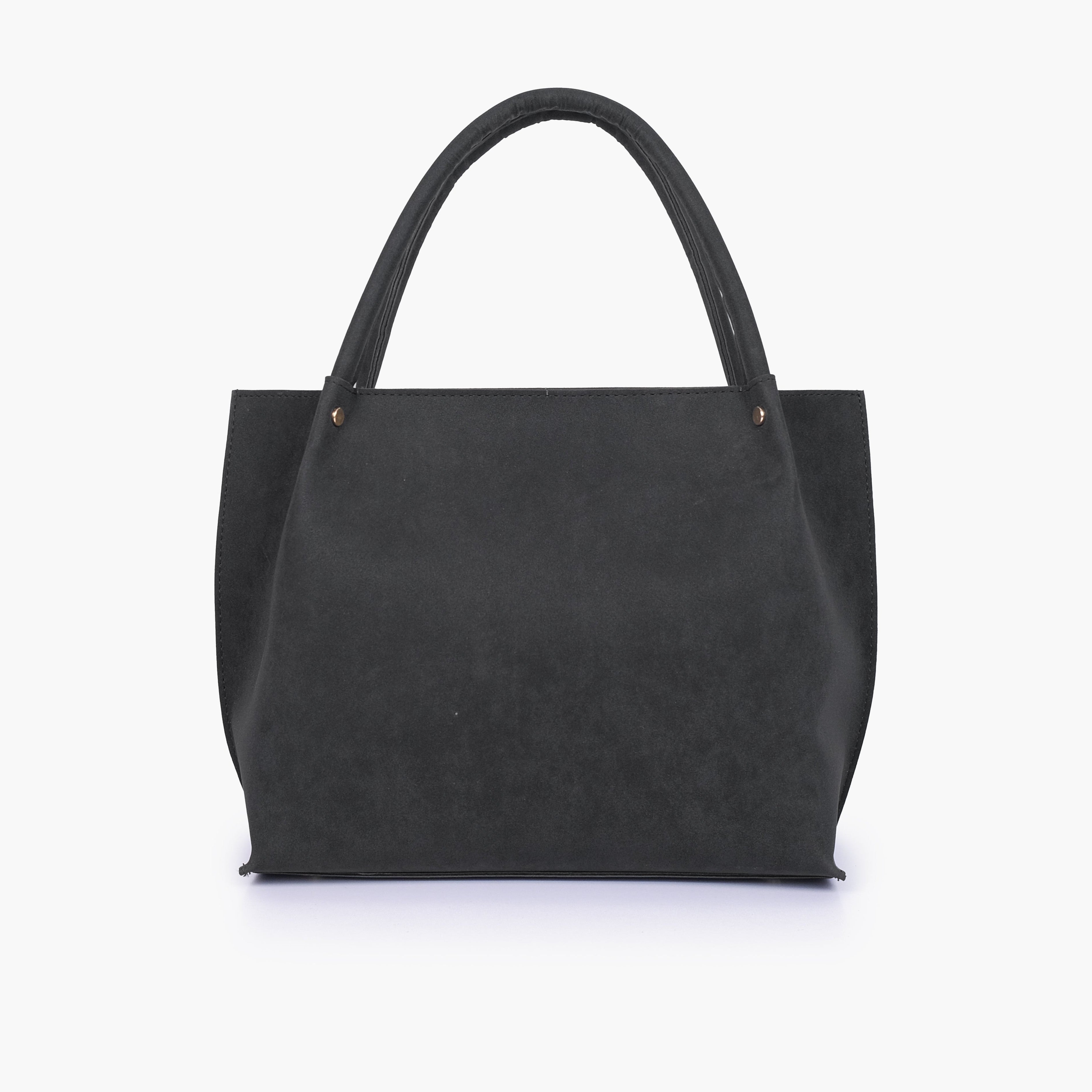 Black mocha suede tote bag