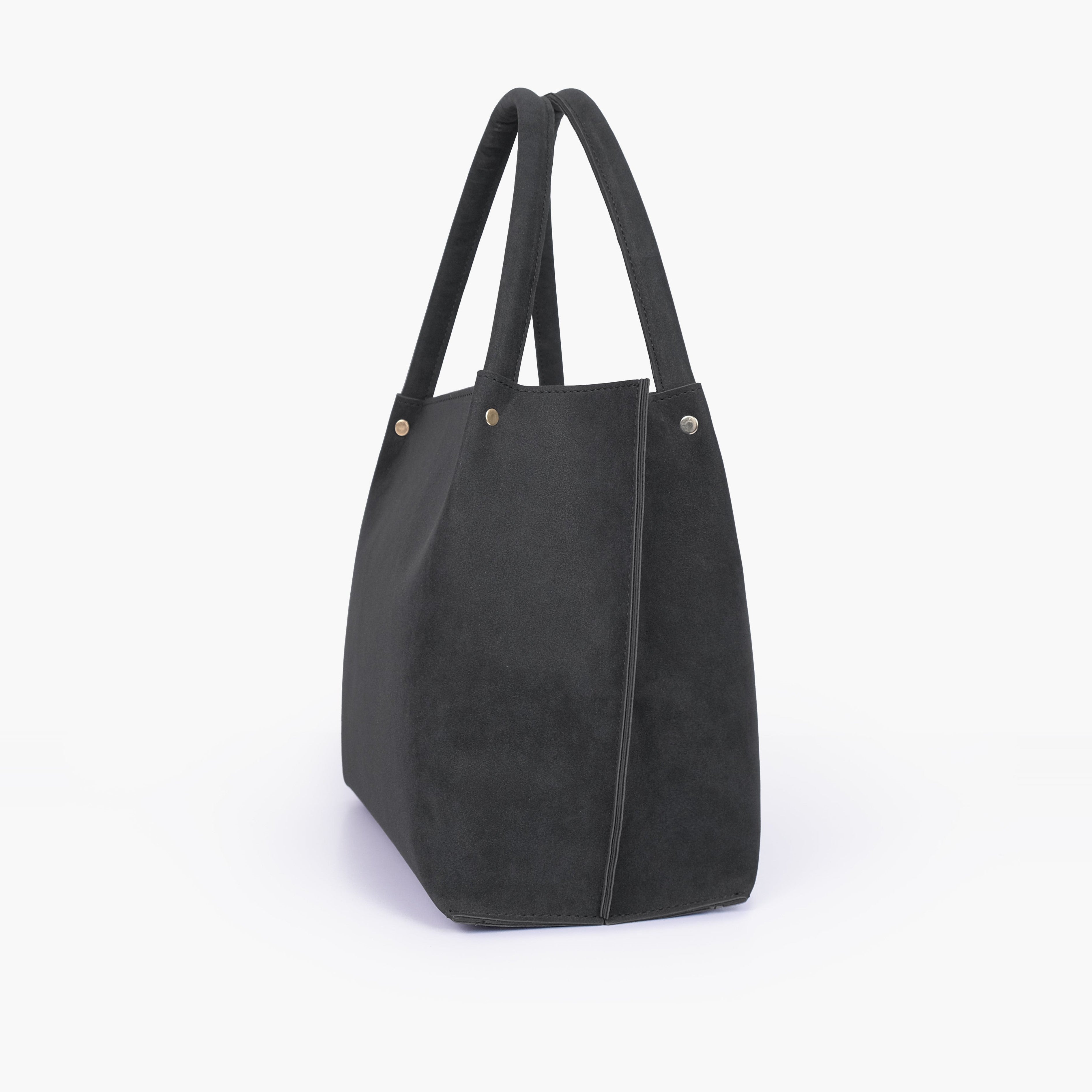 Black mocha suede tote bag
