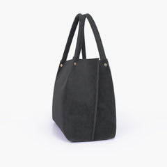 Black mocha suede tote bag