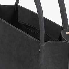 Black mocha suede tote bag