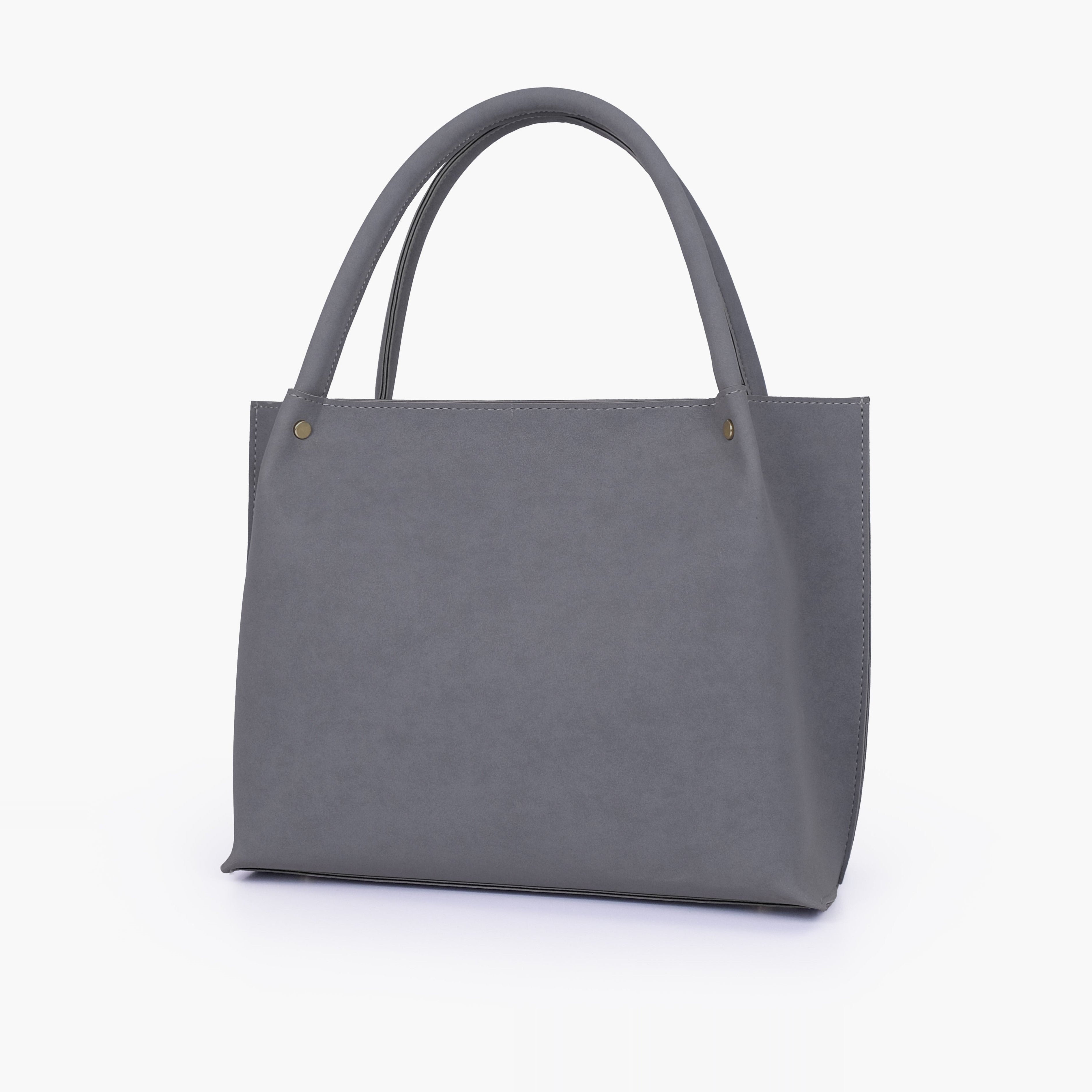 Grey mocha suede tote bag