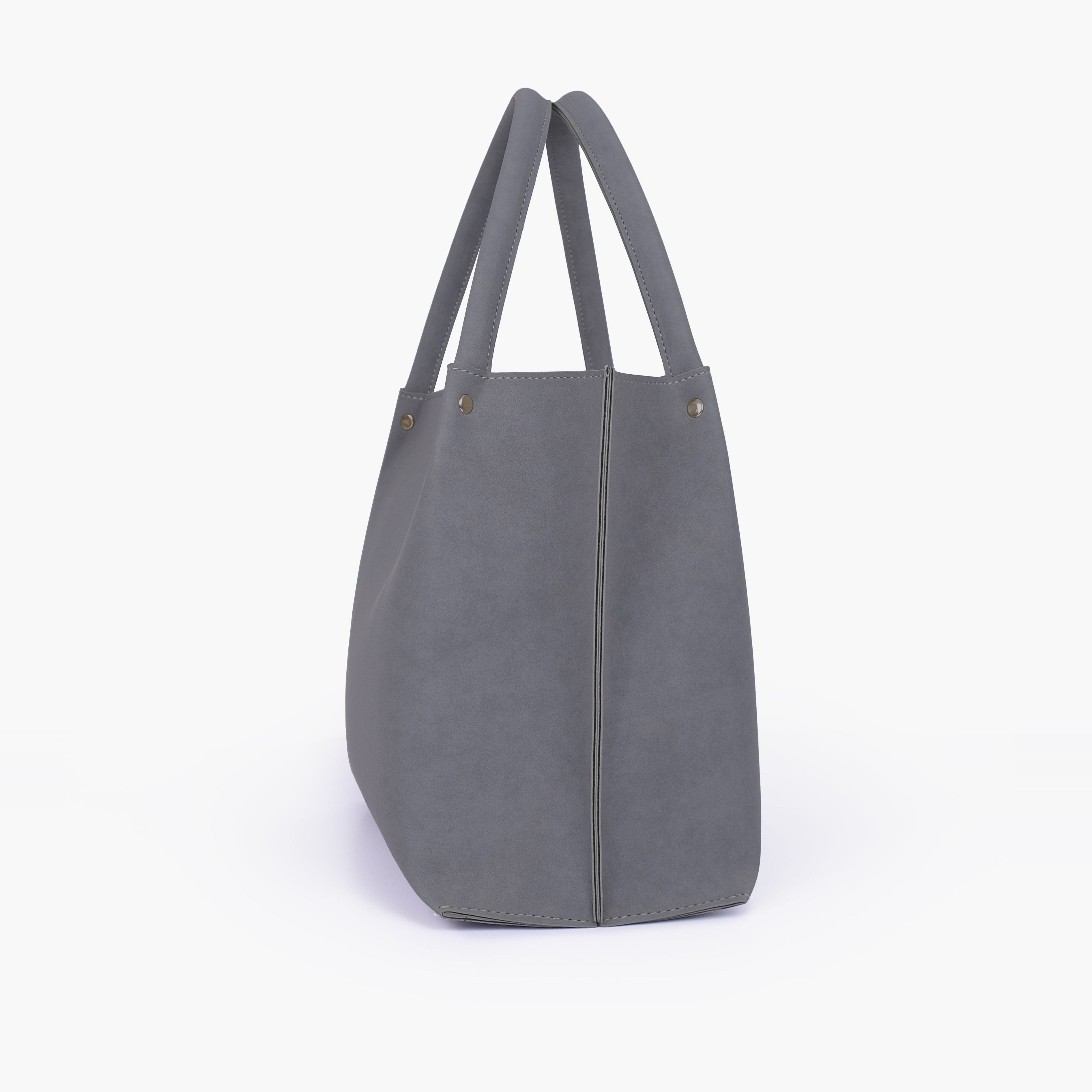 Grey mocha suede tote bag