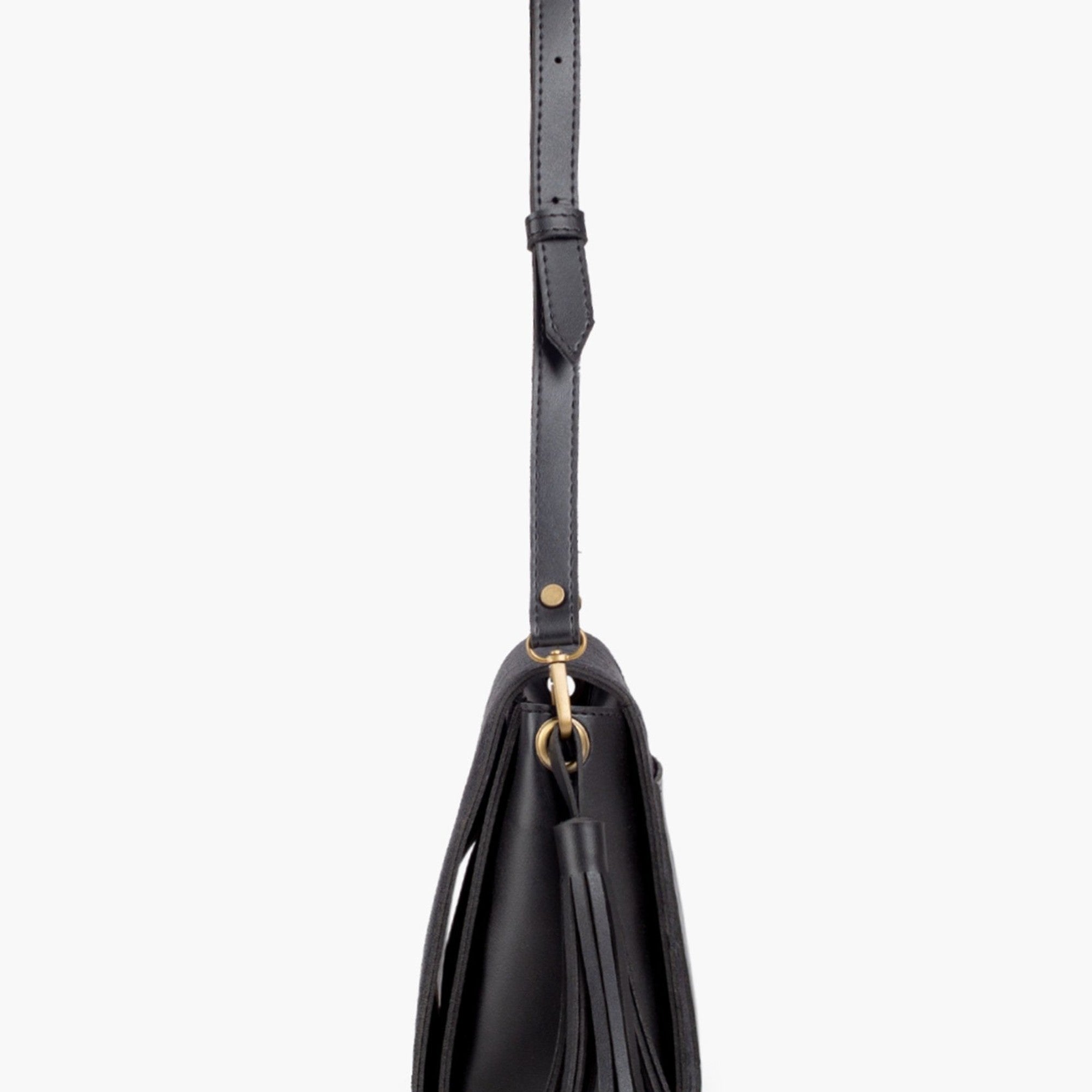 Black suede foldover saddle bag