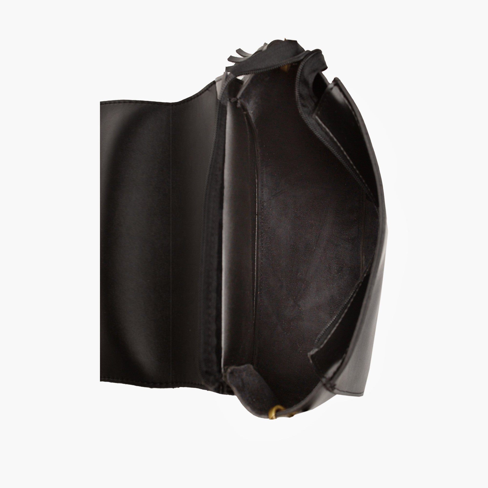 Black suede foldover saddle bag