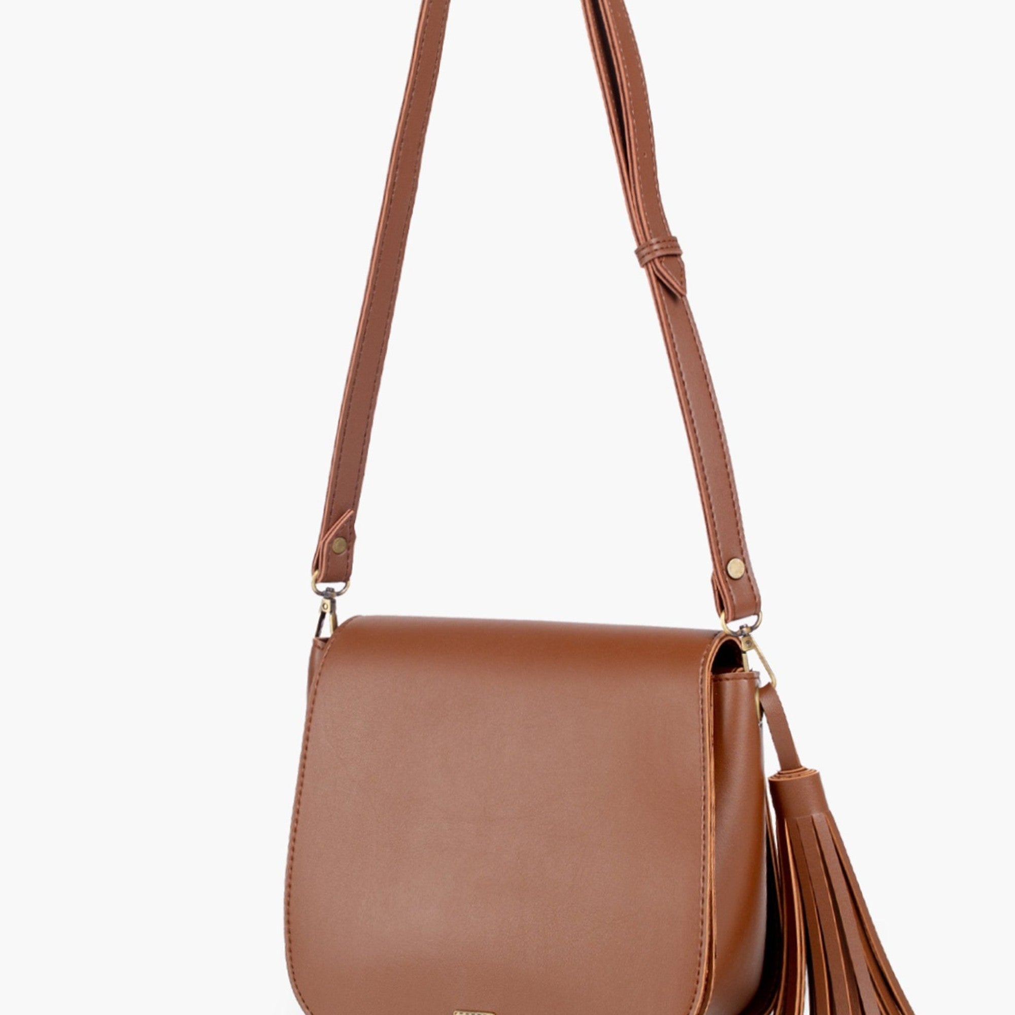Brown foldover saddle bag