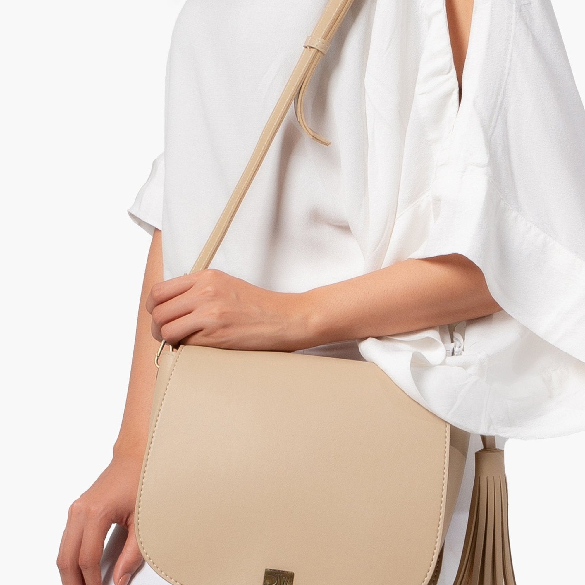 Off-white foldover saddle bag