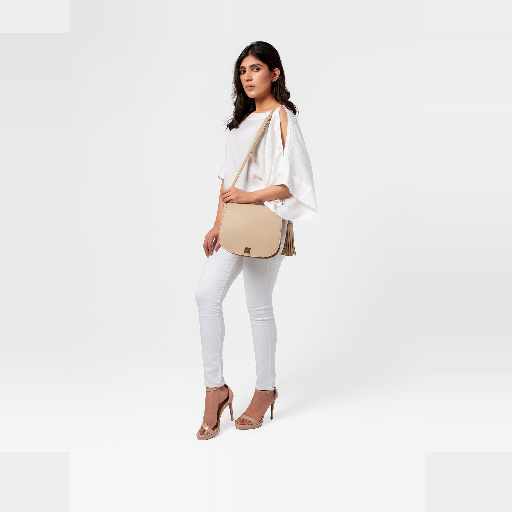 Off-white foldover saddle bag