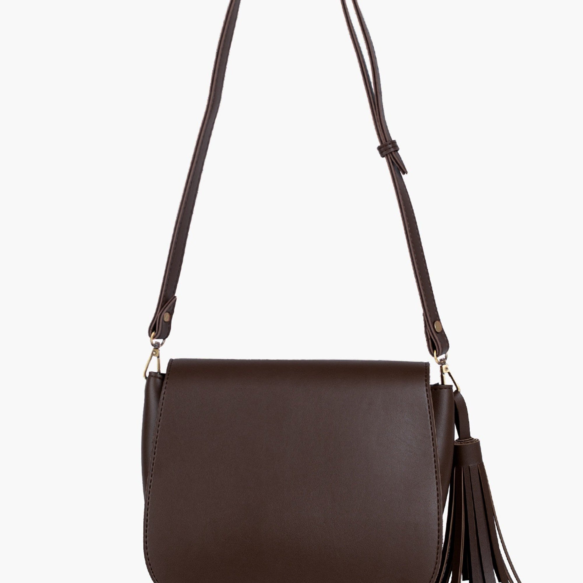 Dark brown foldover saddle bag