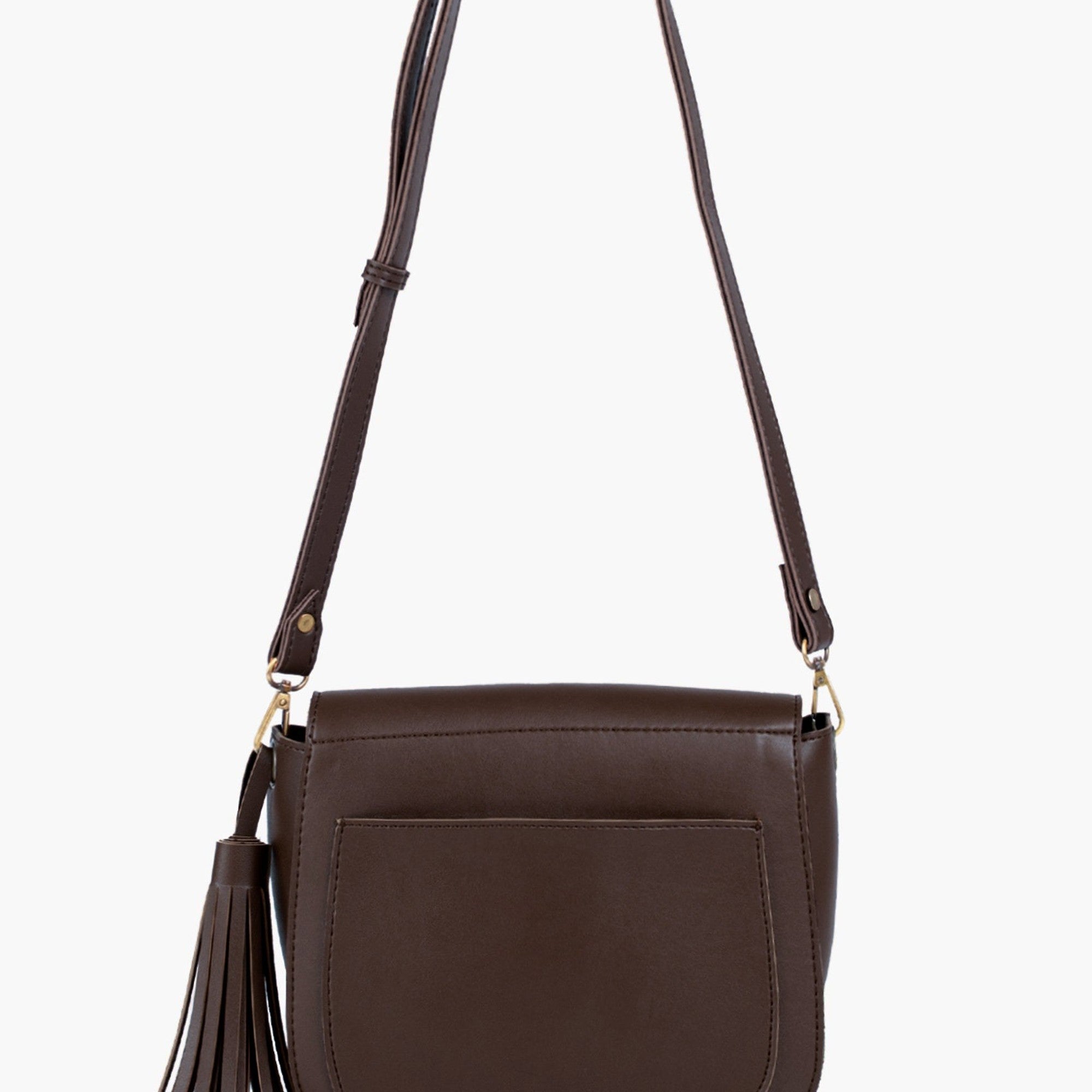 Dark brown foldover saddle bag