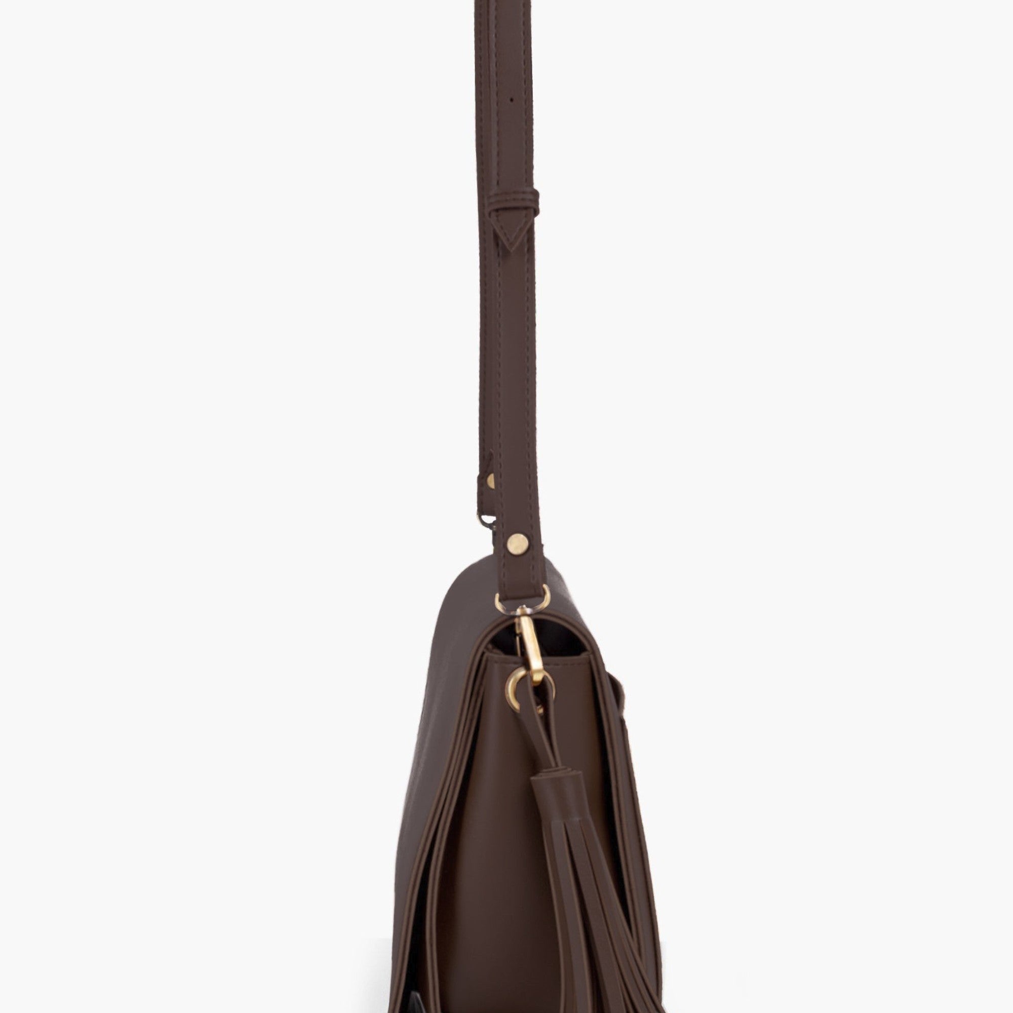 Dark brown foldover saddle bag