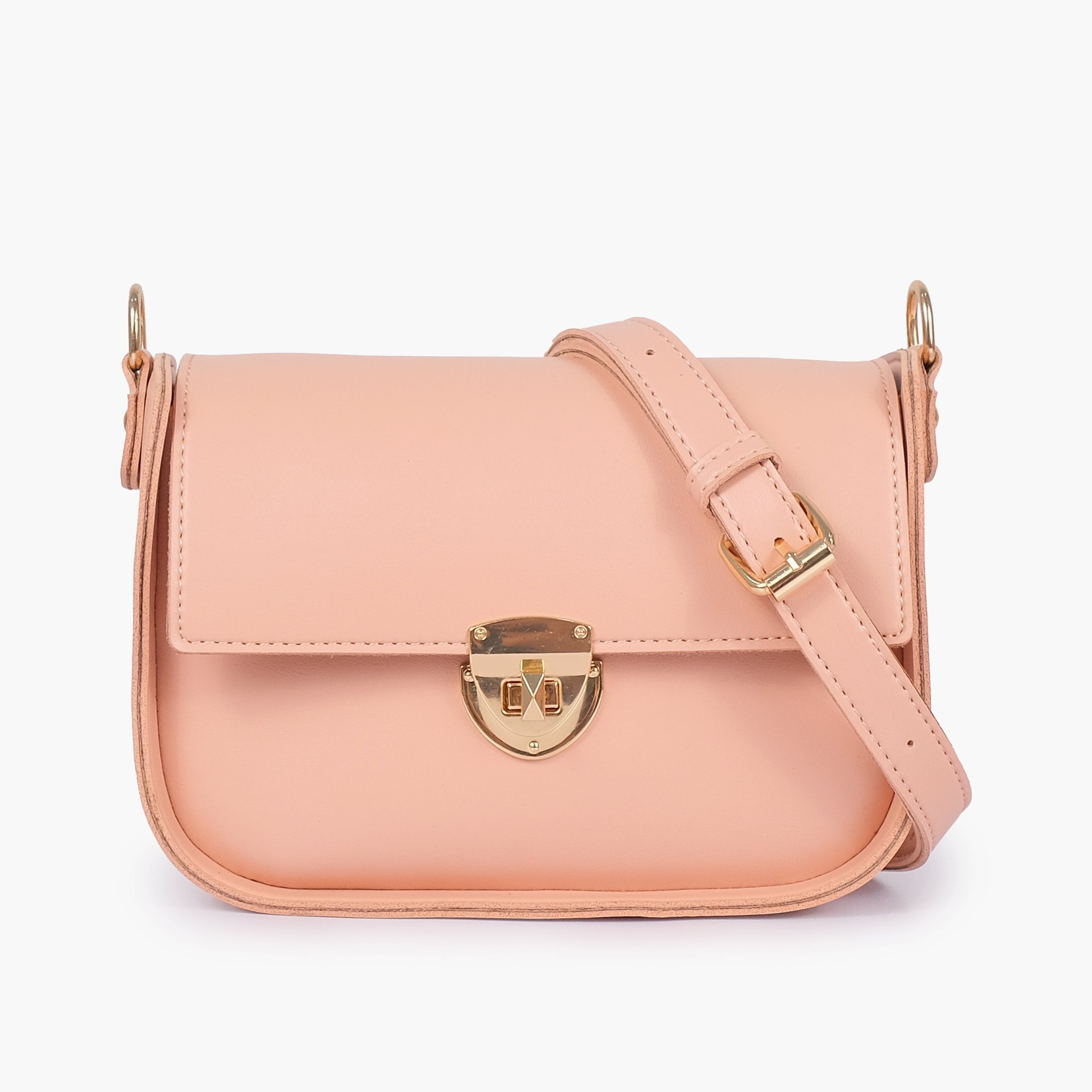 Peach saddle bag with twist lock