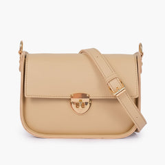 Off-white saddle bag with twist lock