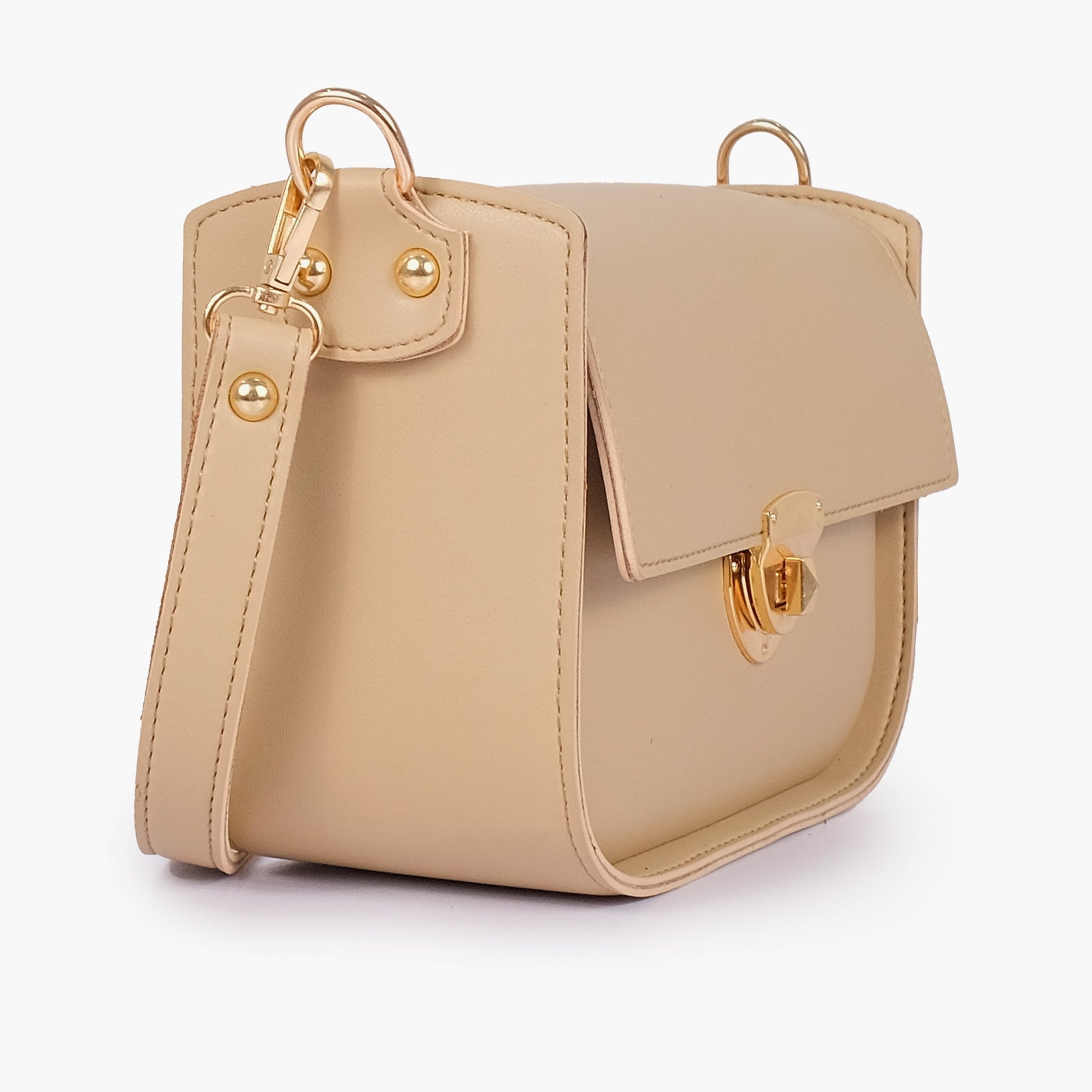 Off-white saddle bag with twist lock