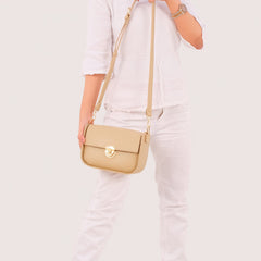 Off-white saddle bag with twist lock