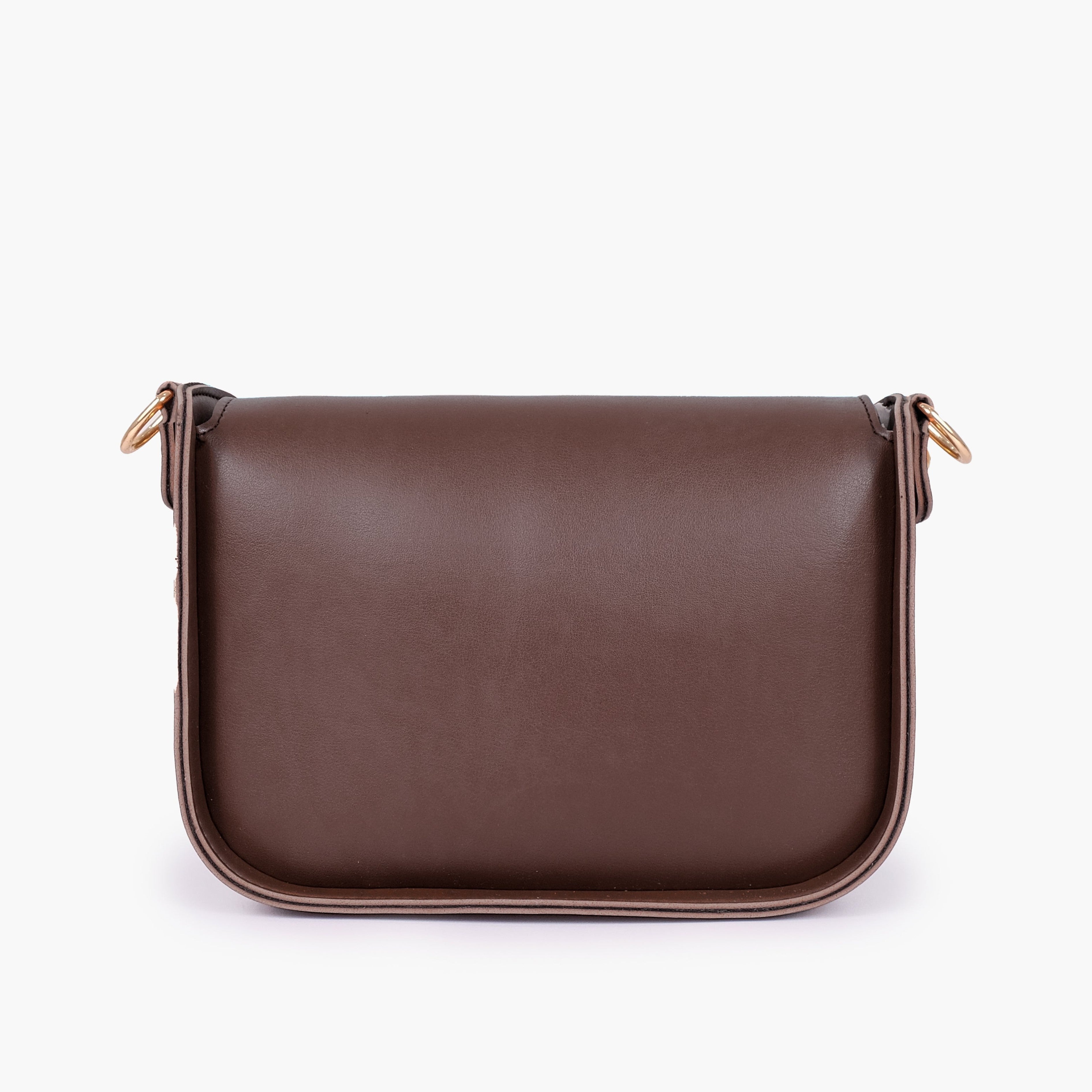Dark brown saddle bag with twist lock