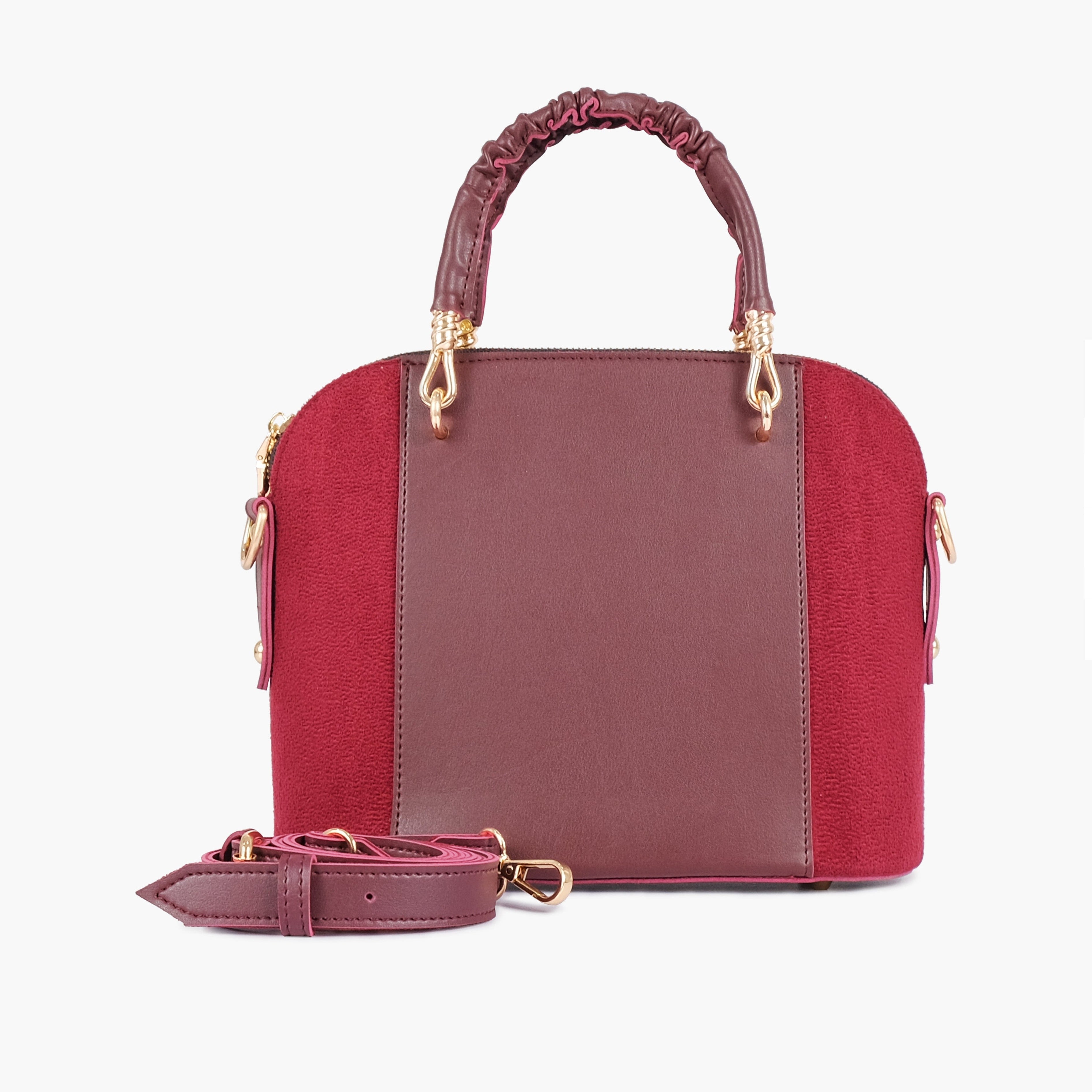 Burgundy suede small evening bag