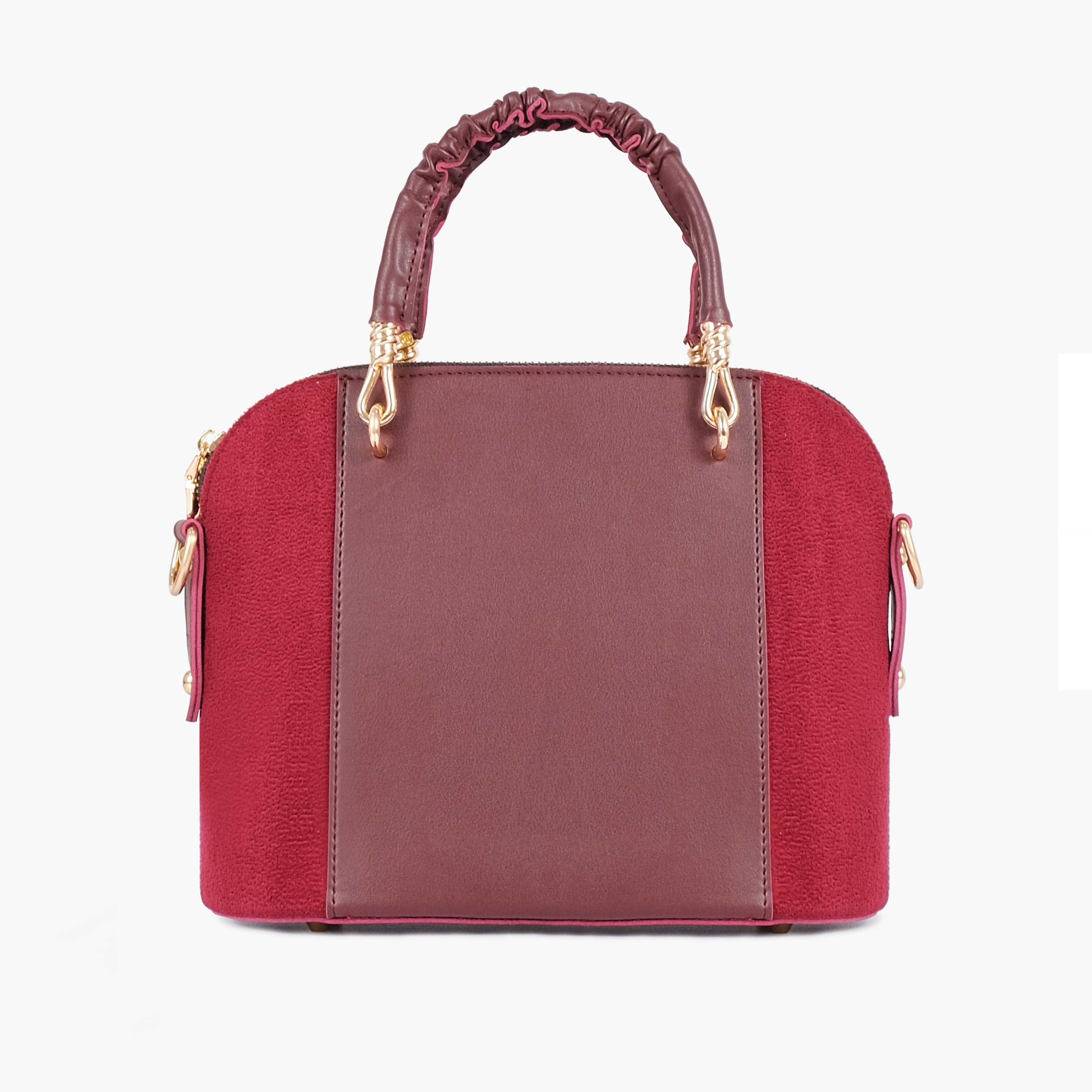 Burgundy suede small evening bag