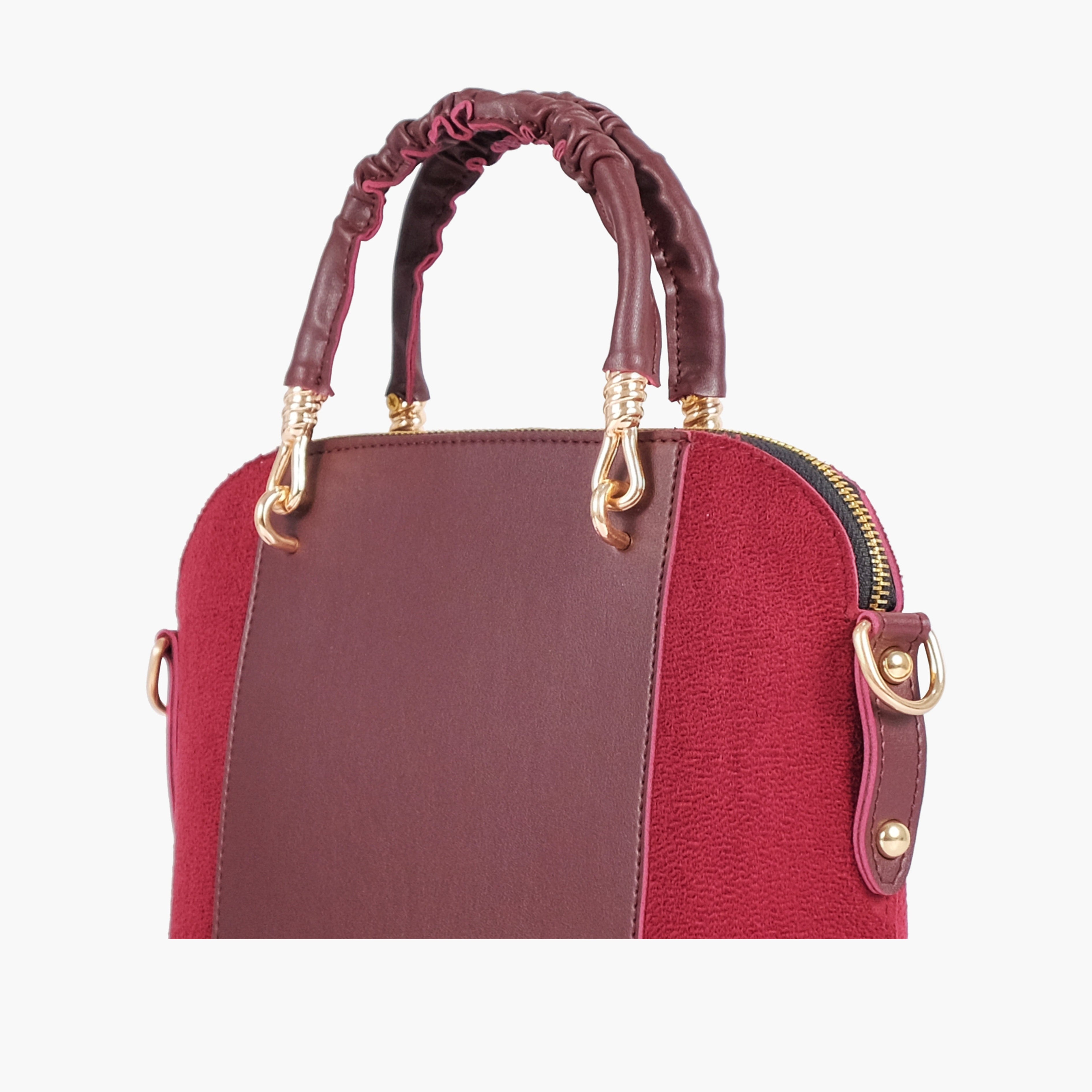 Burgundy suede small evening bag