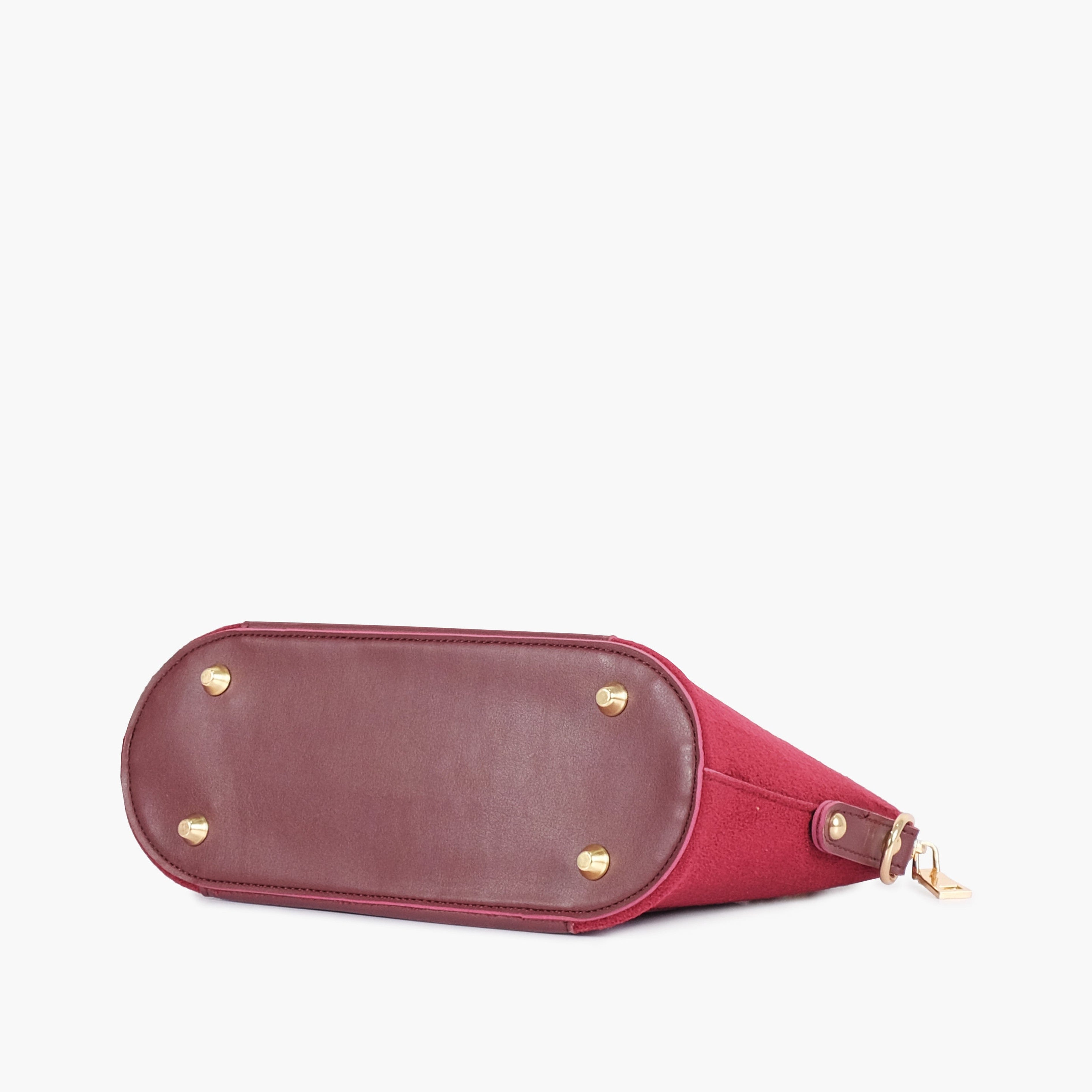 Burgundy suede small evening bag