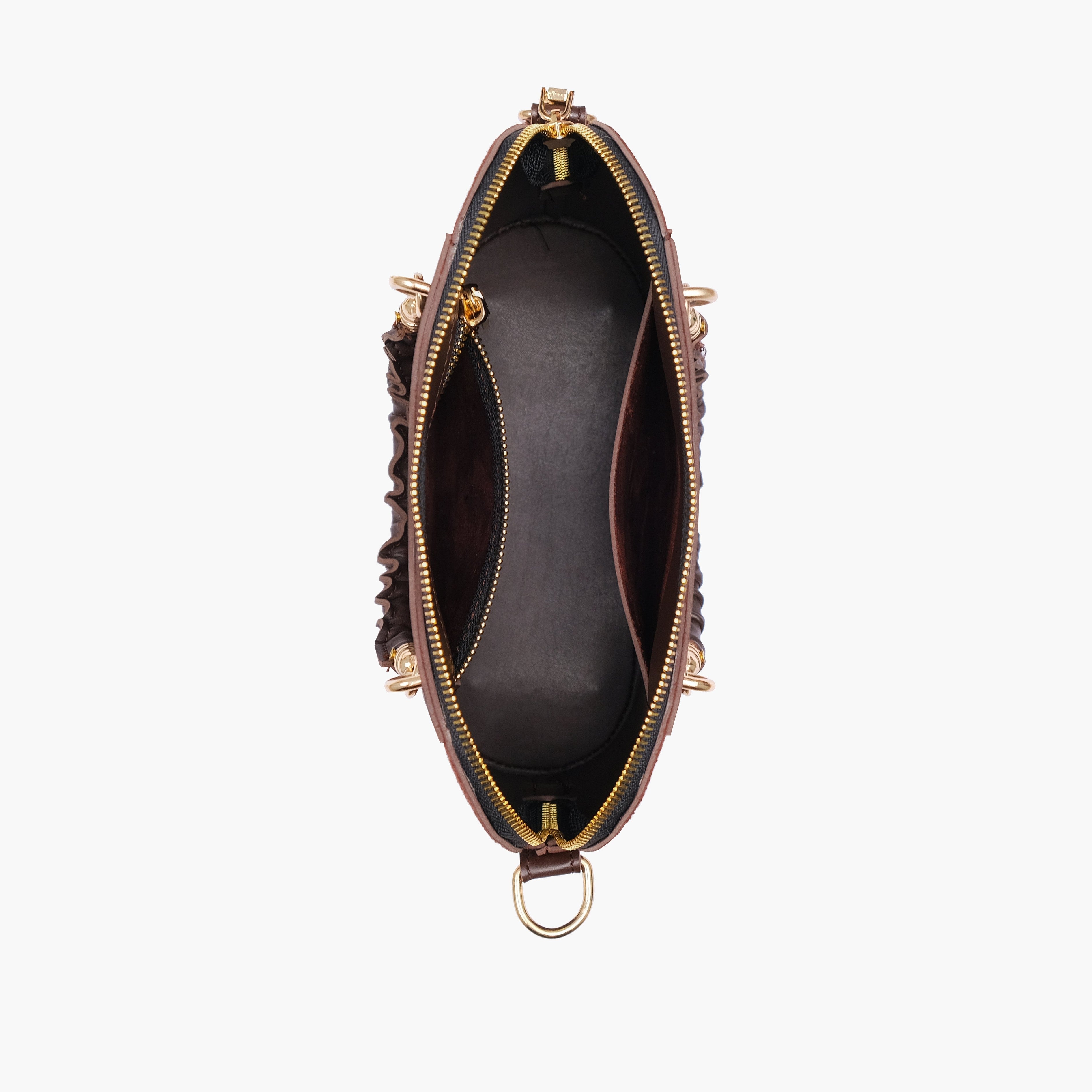 Dark brown suede small evening bag