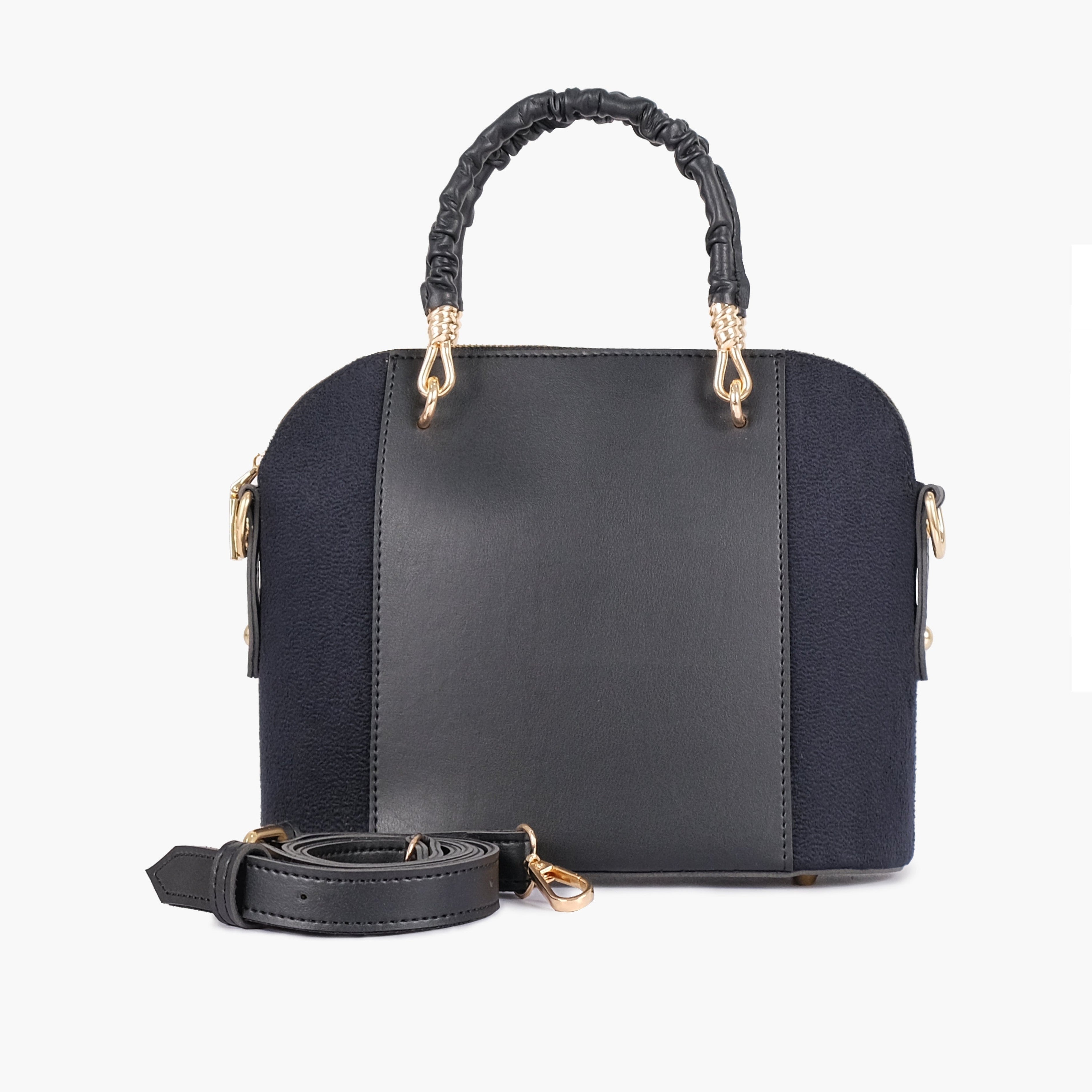 Black suede small evening bag