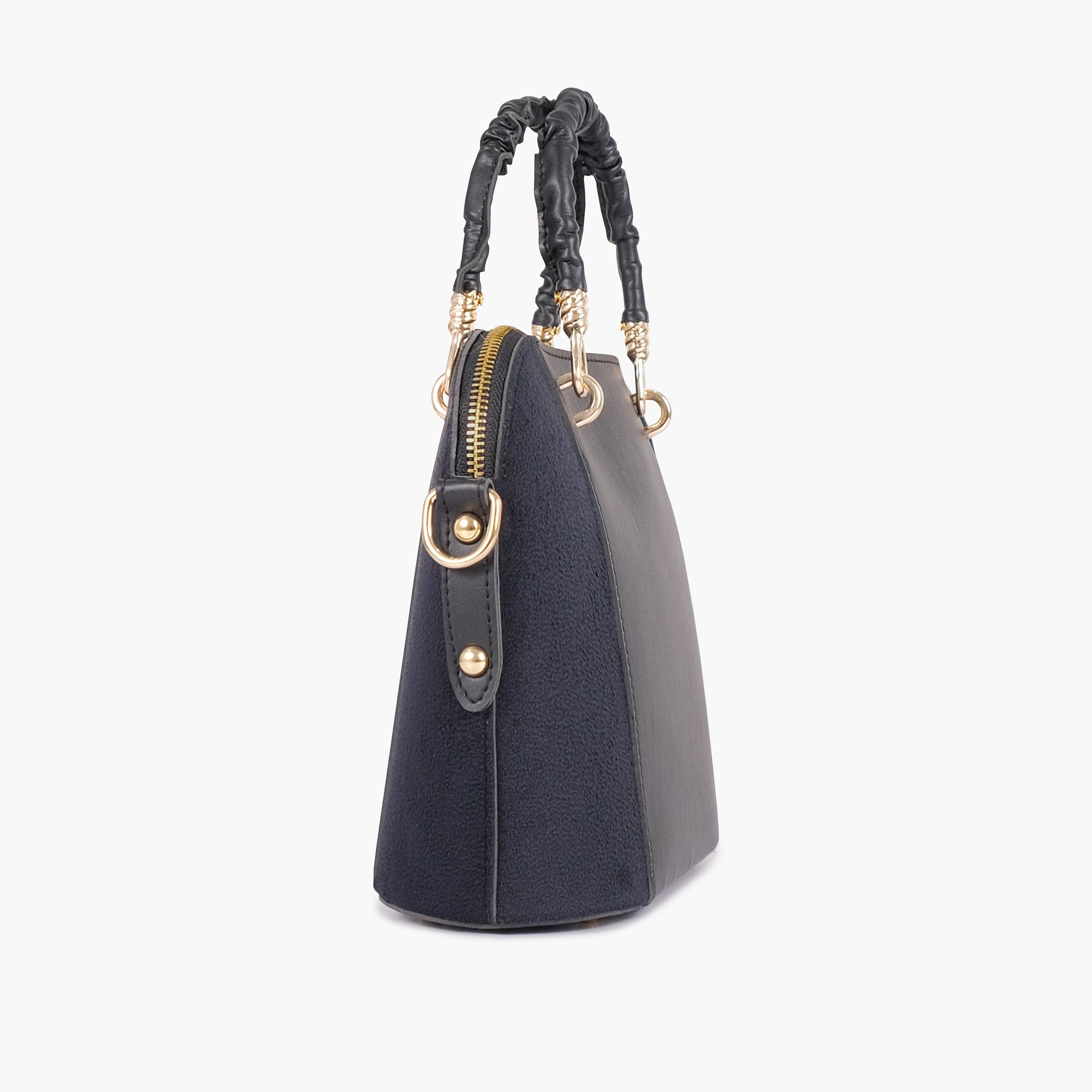Black suede small evening bag