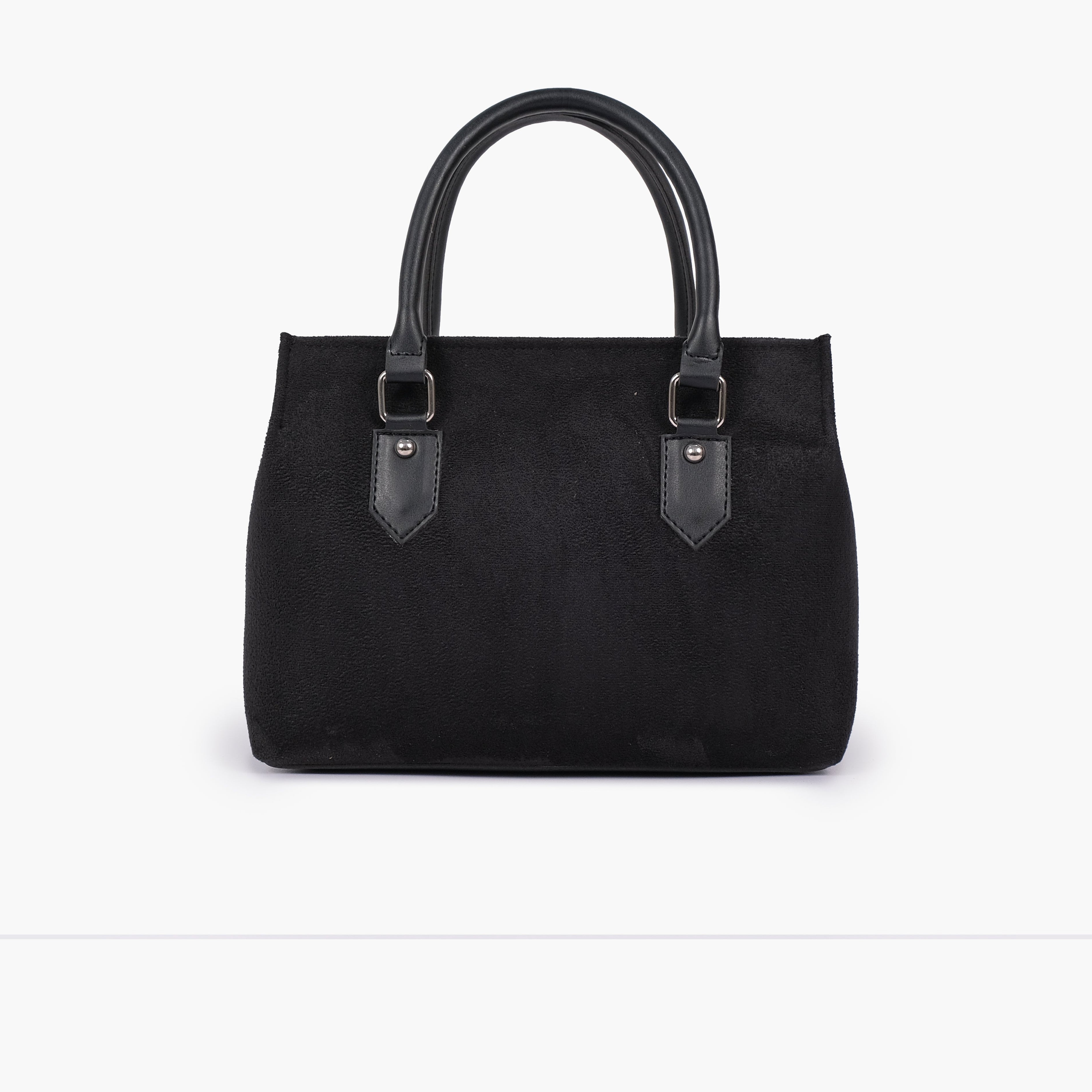 Black suede small satchel bag