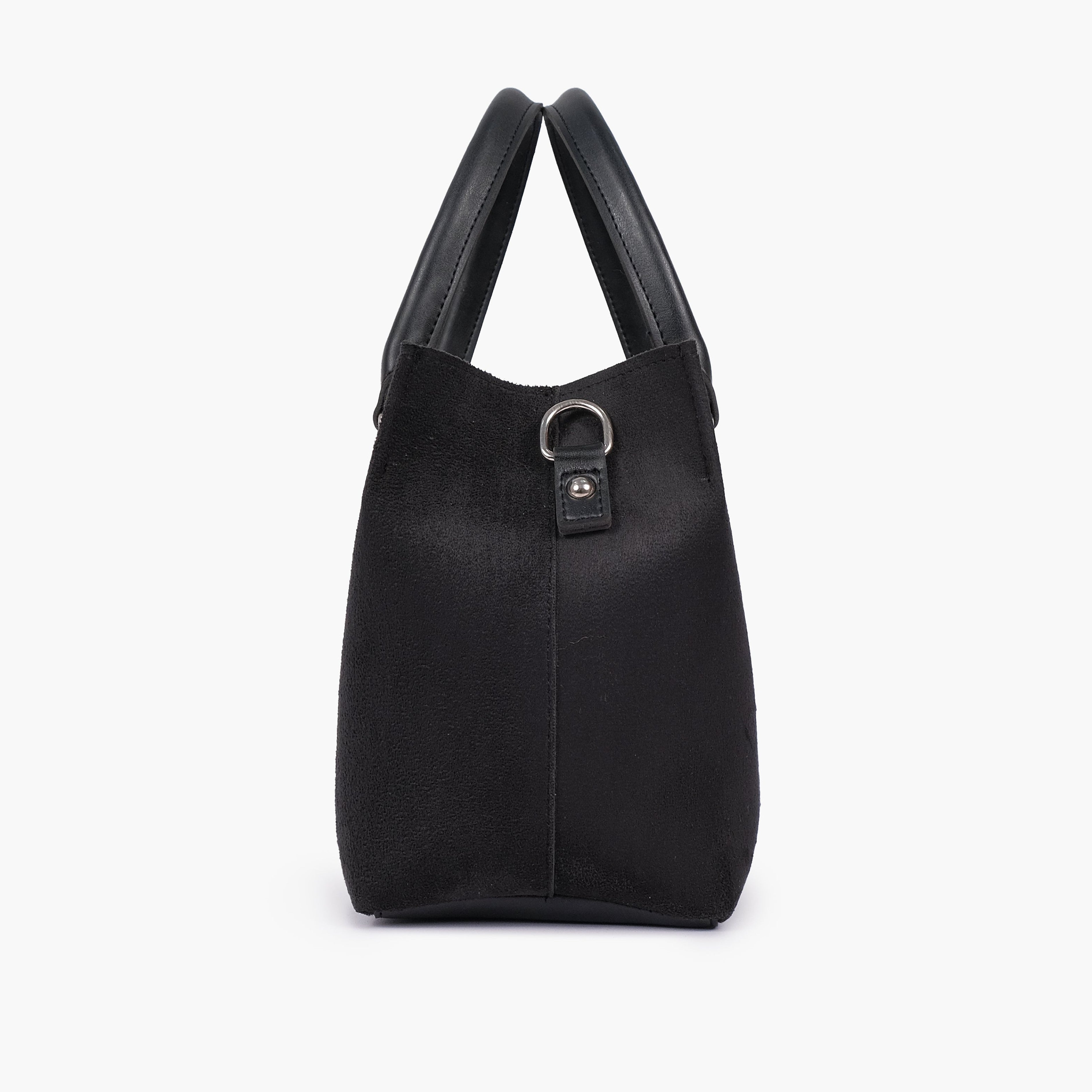 Black suede small satchel bag