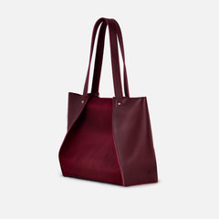Burgundy suede shopping tote bag